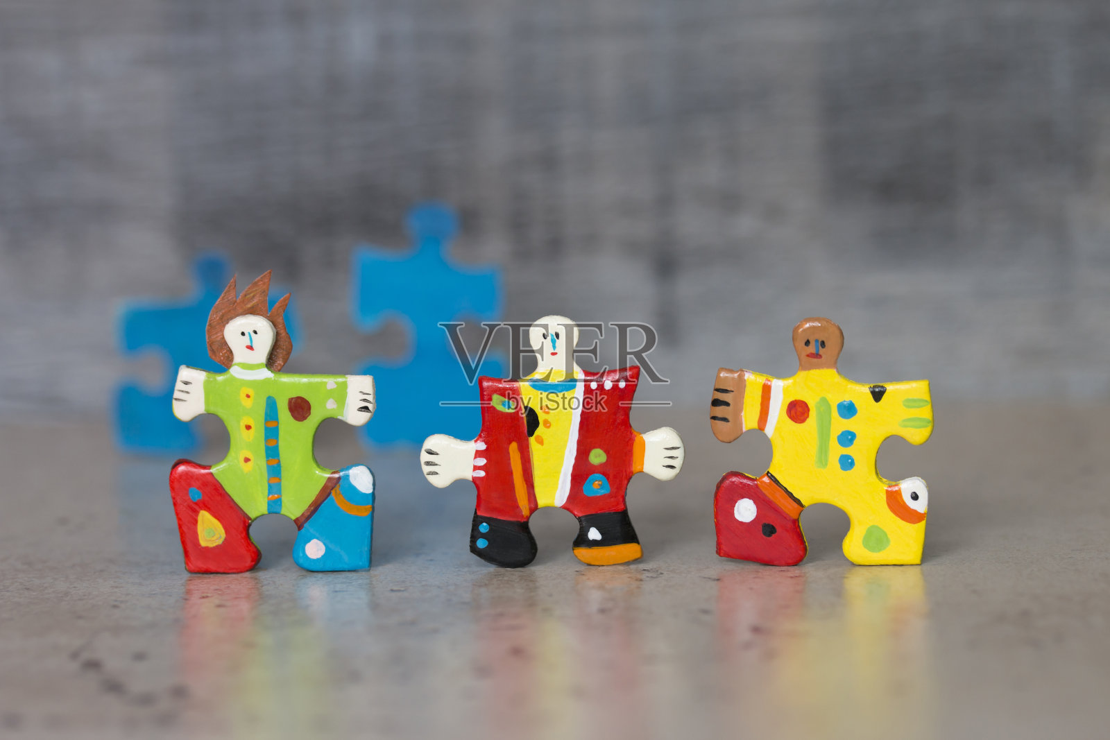 手绘拼图人物照片摄影图片