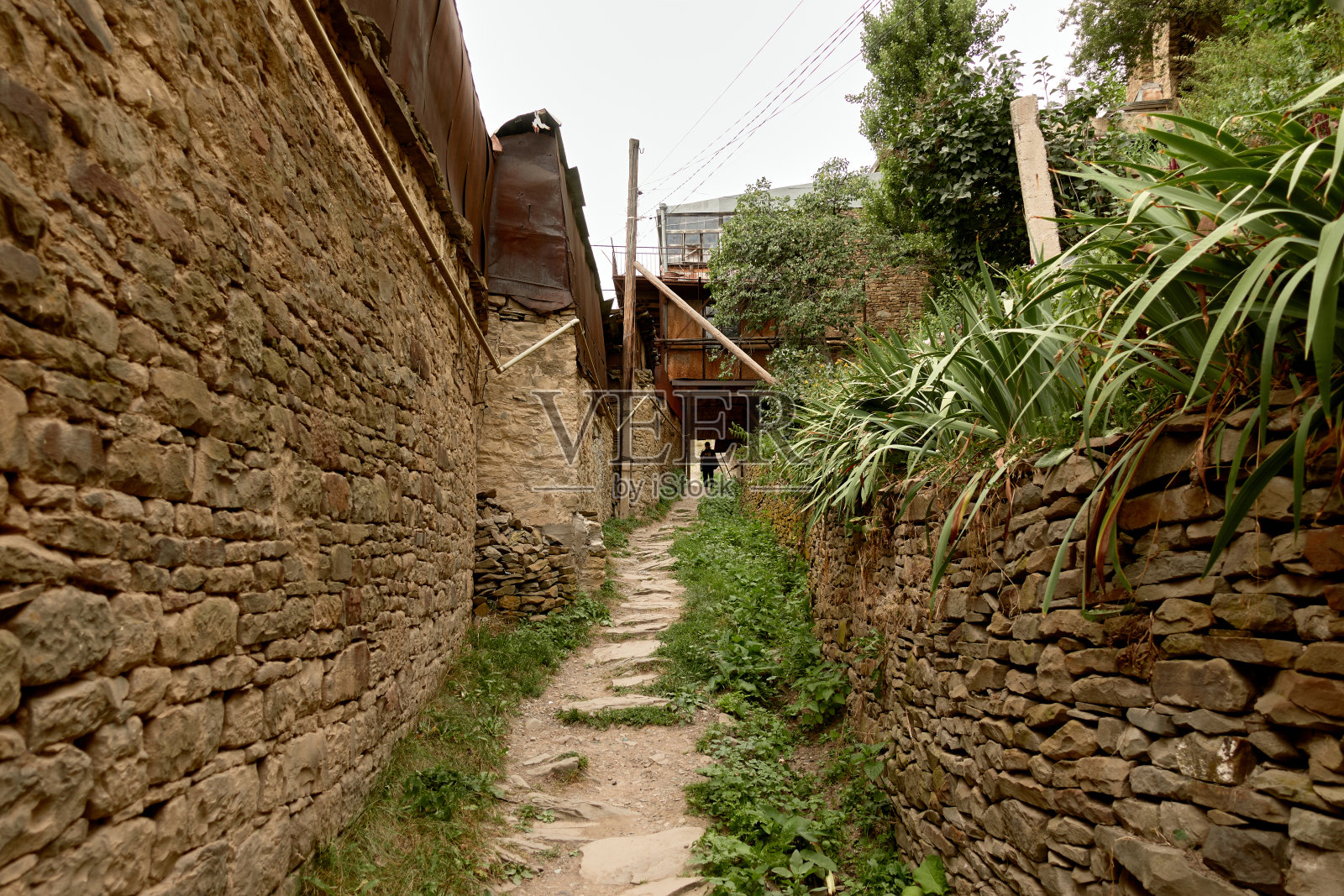 在达吉斯坦山区的古山村Kubachi。照片摄影图片