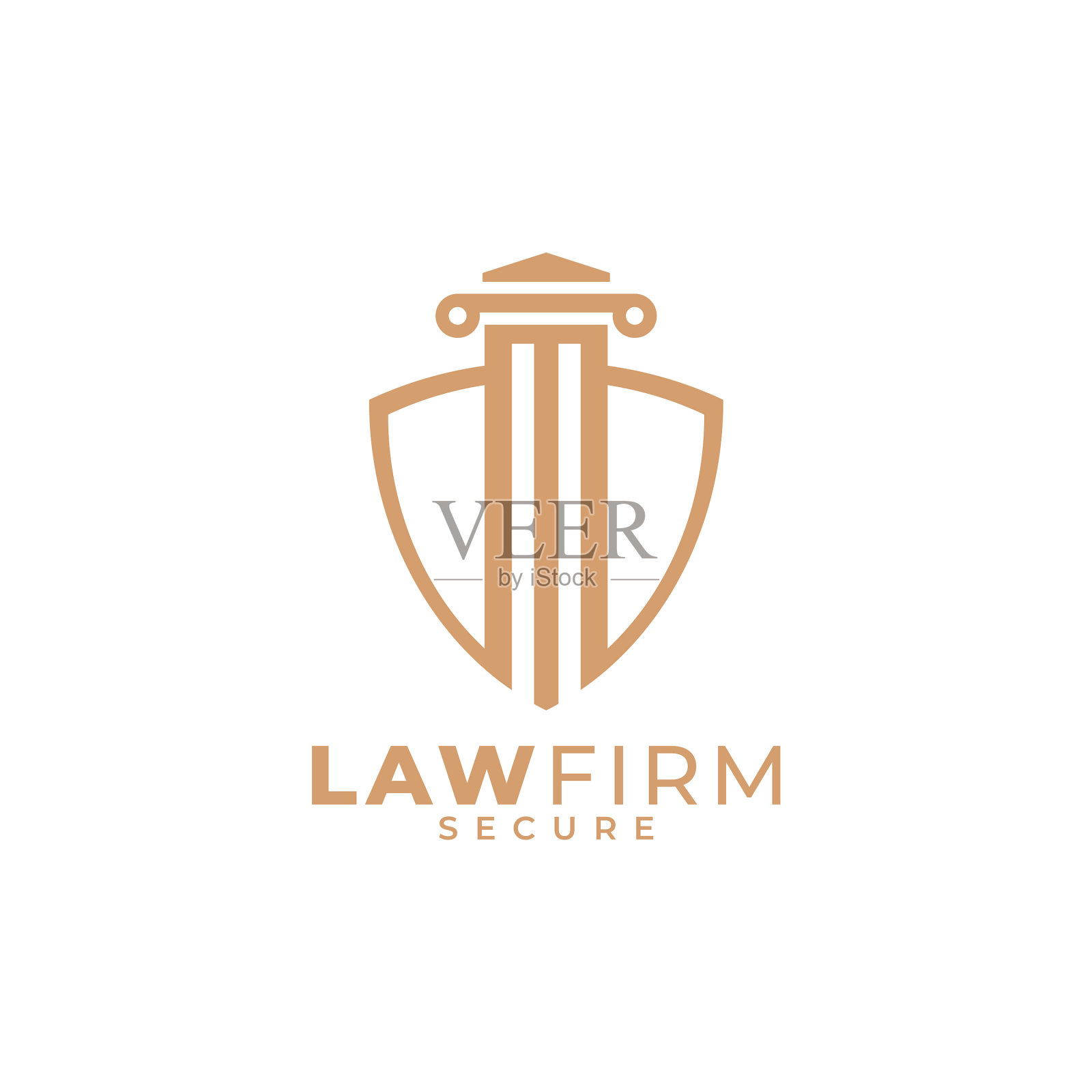 律师与盾标志设计模板插画图片素材