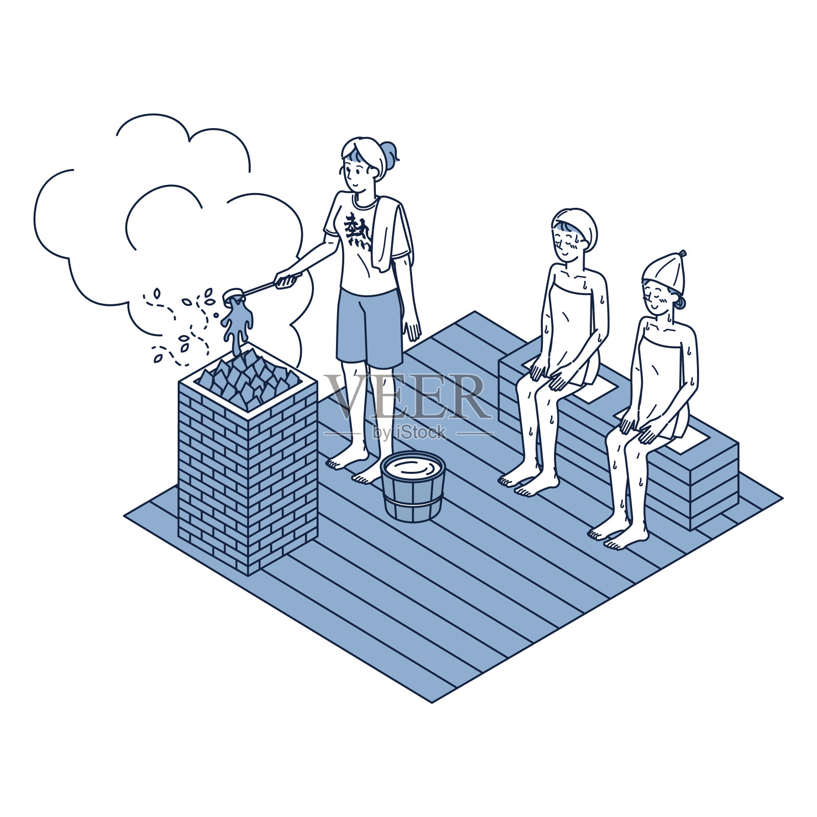 一个扮演leil的女性热浪大师的等长插图插画图片素材