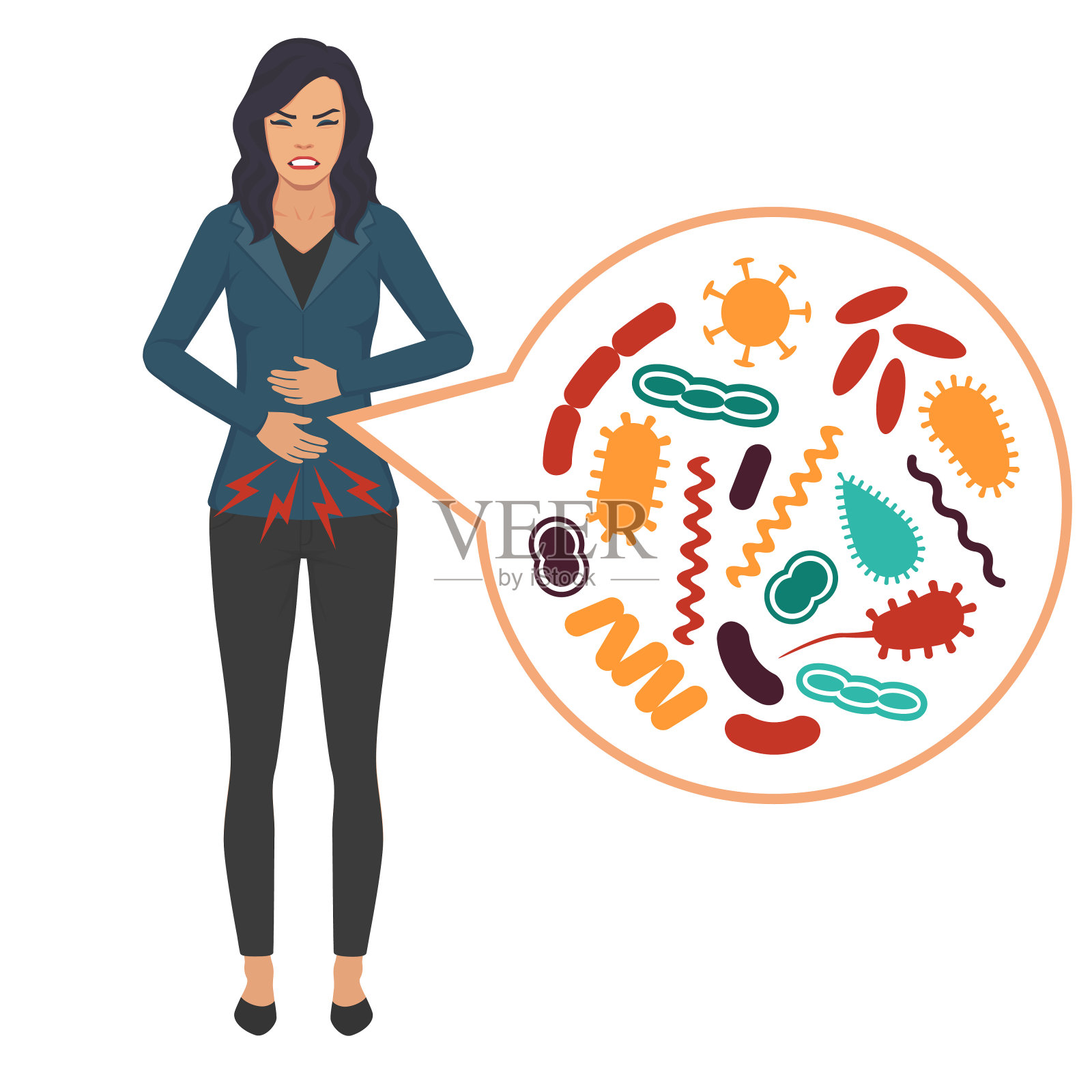 胃痛，人类消化系统问题的医学载体插图插画图片素材