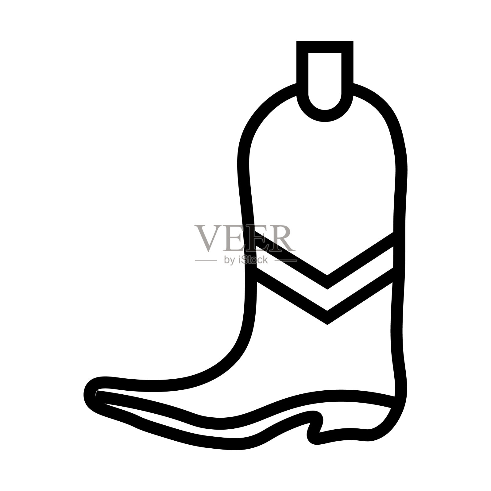 远西boot图标从沙漠收集。薄线性远西靴子，西部，牛仔轮廓图标孤立在白色背景。线向量远西启动标志，网络和移动符号。插画图片素材