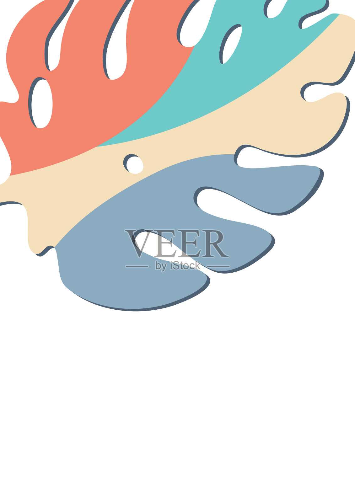 Monstera叶子在现代剪纸风格。多色部分。可用于广告和促销。向量插画图片素材