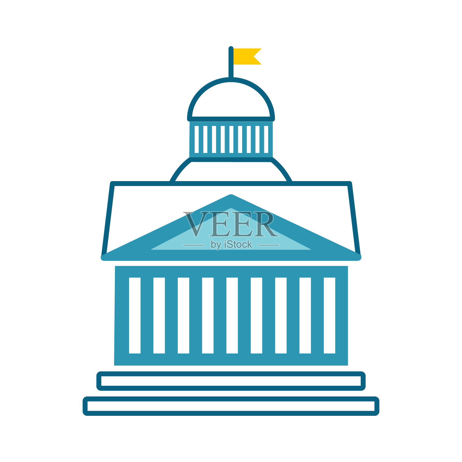 蓝色行政大楼矢量图。插画图片素材