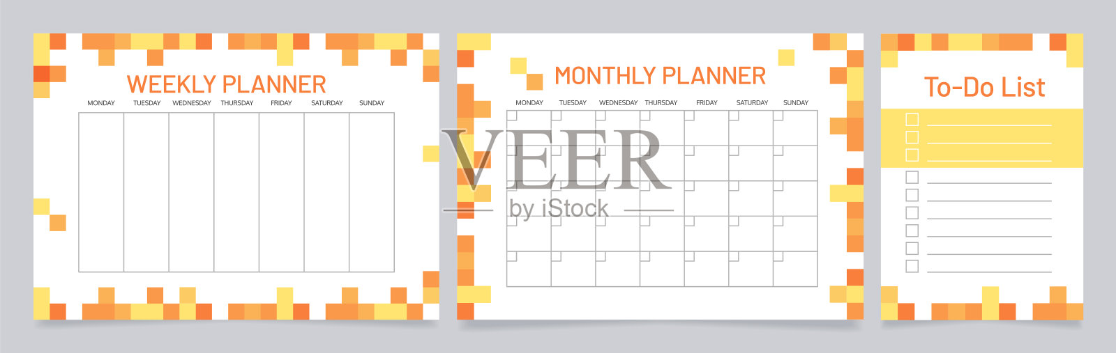 组织时间工作表设计模板集插画图片素材