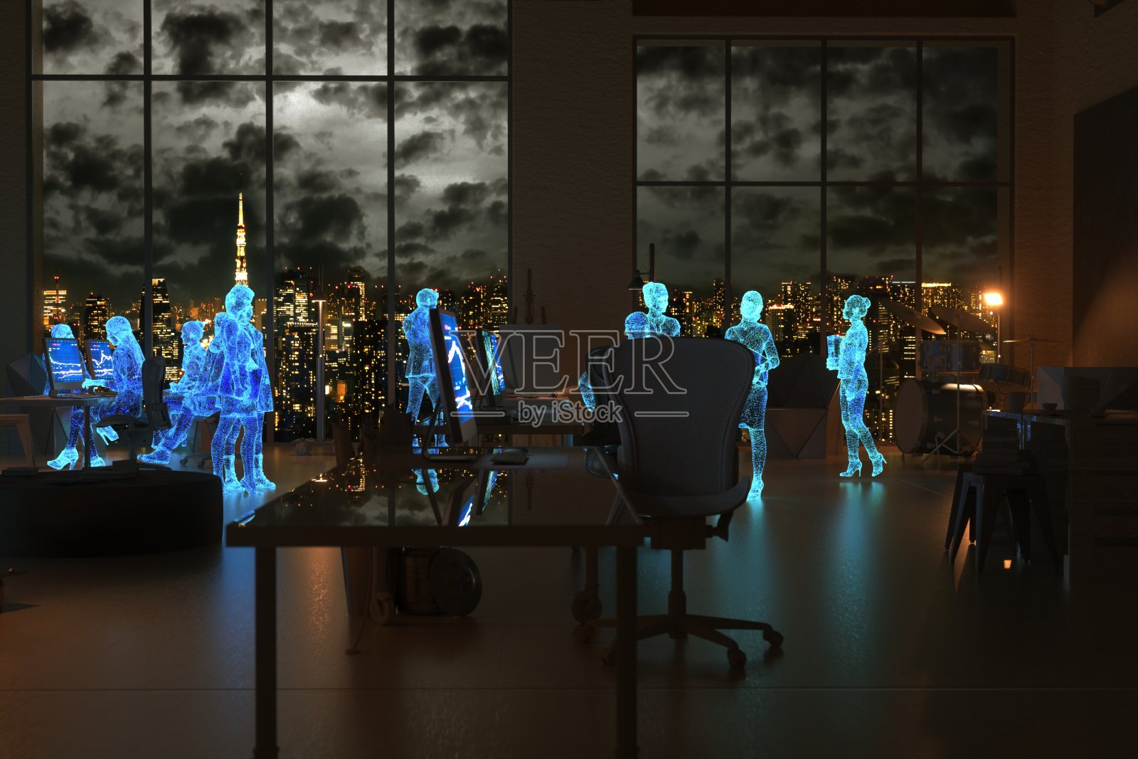 在东京天际线的元世界工作照片摄影图片