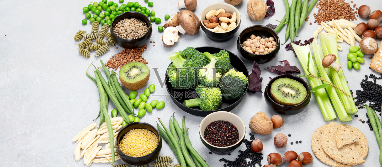 植物性饮食的食物来源。照片摄影图片