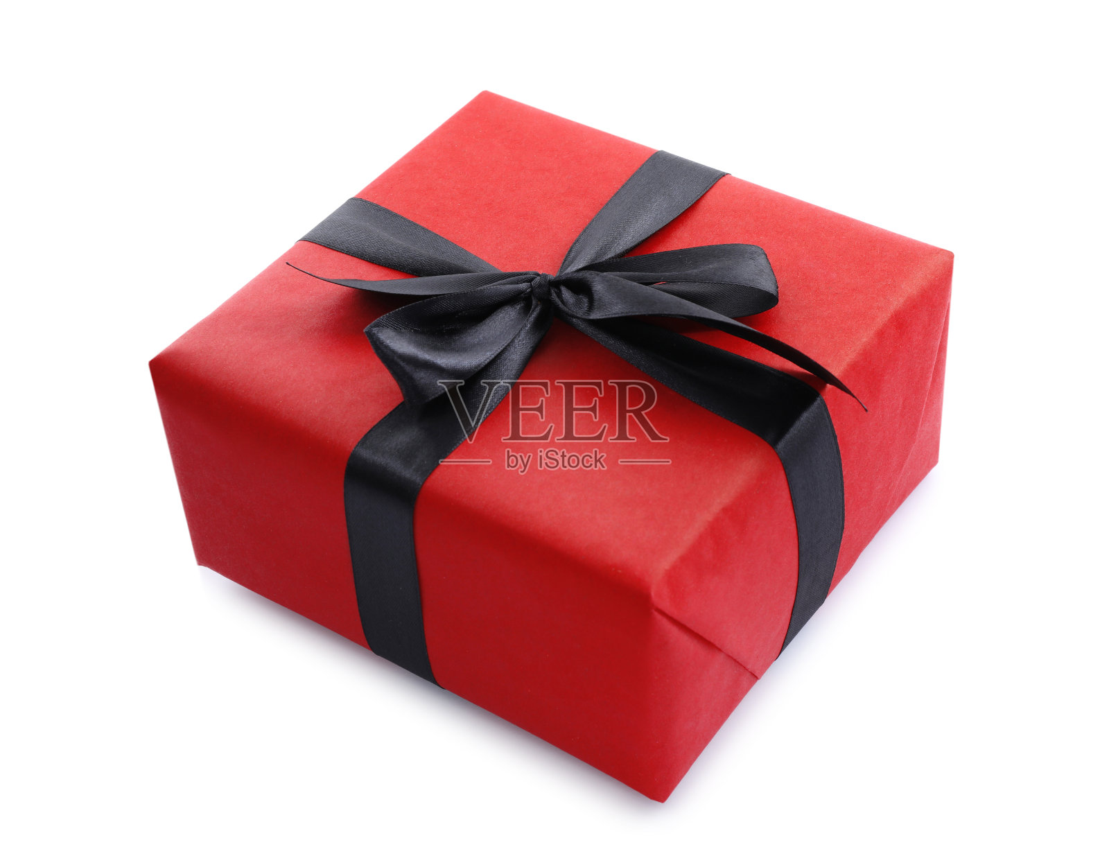 红色礼盒与弓孤立在白色上照片摄影图片
