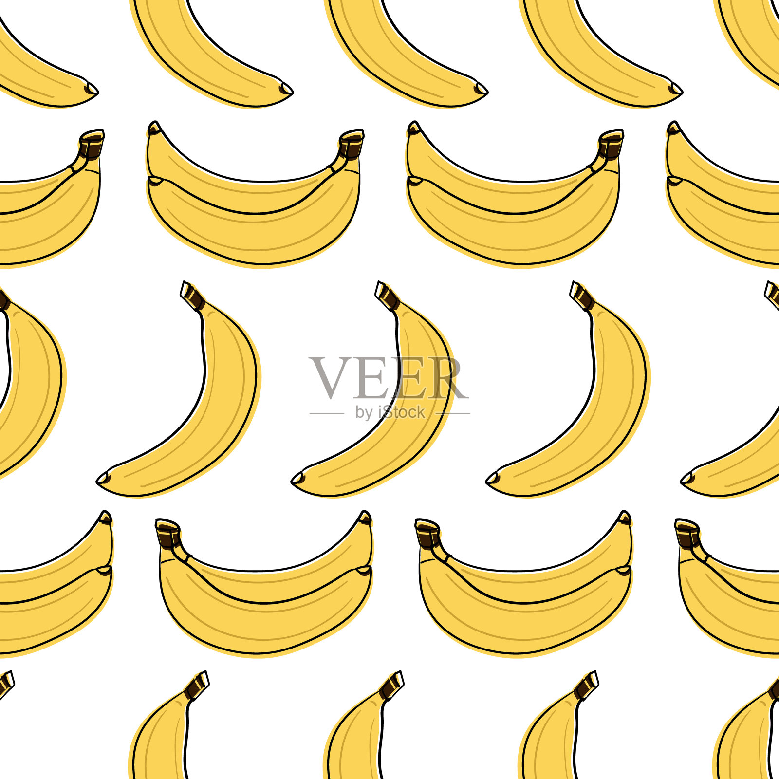 无缝夏季模式与香蕉涂鸦风格。插画图片素材