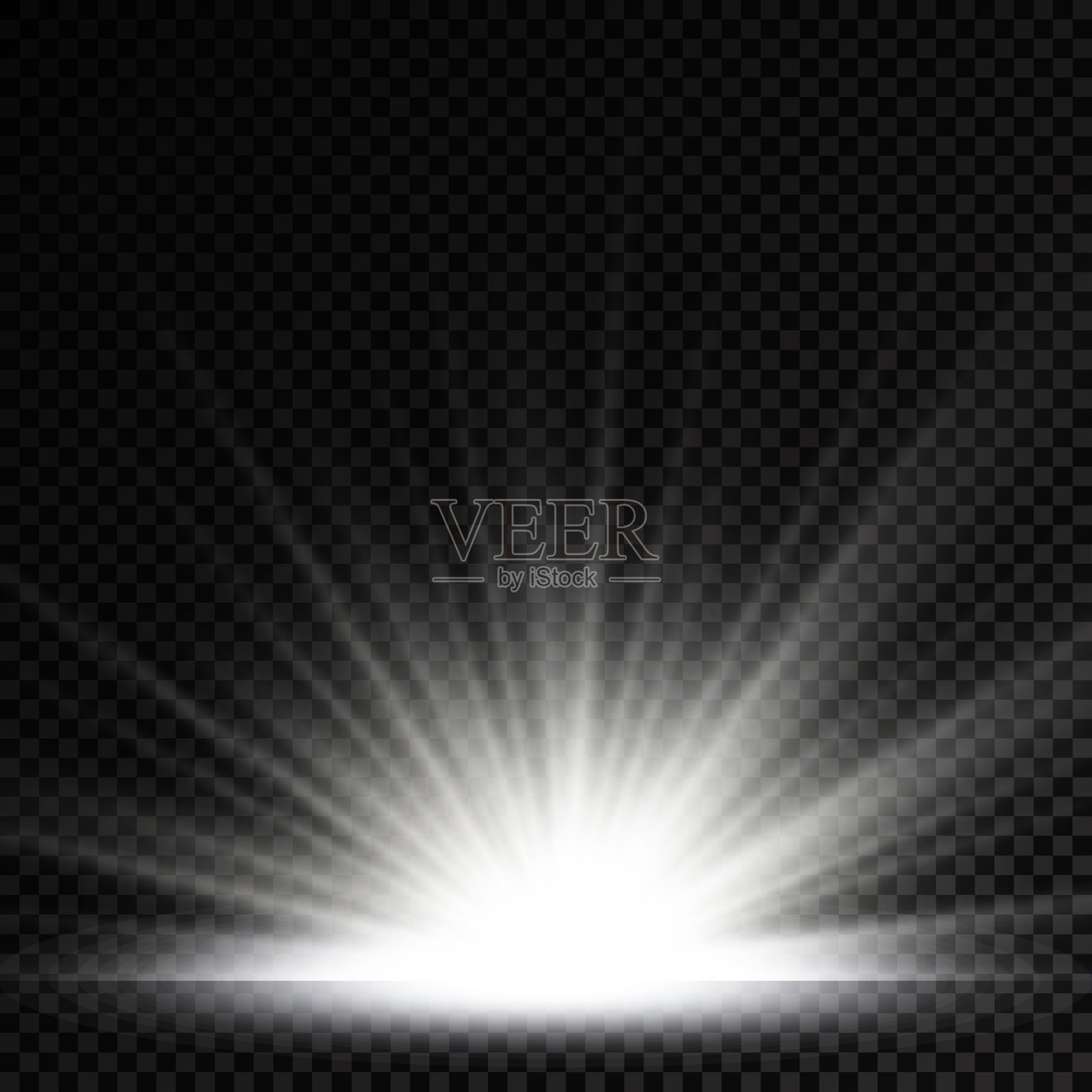 恒星爆炸，白光闪耀，太阳光芒四射。插画图片素材