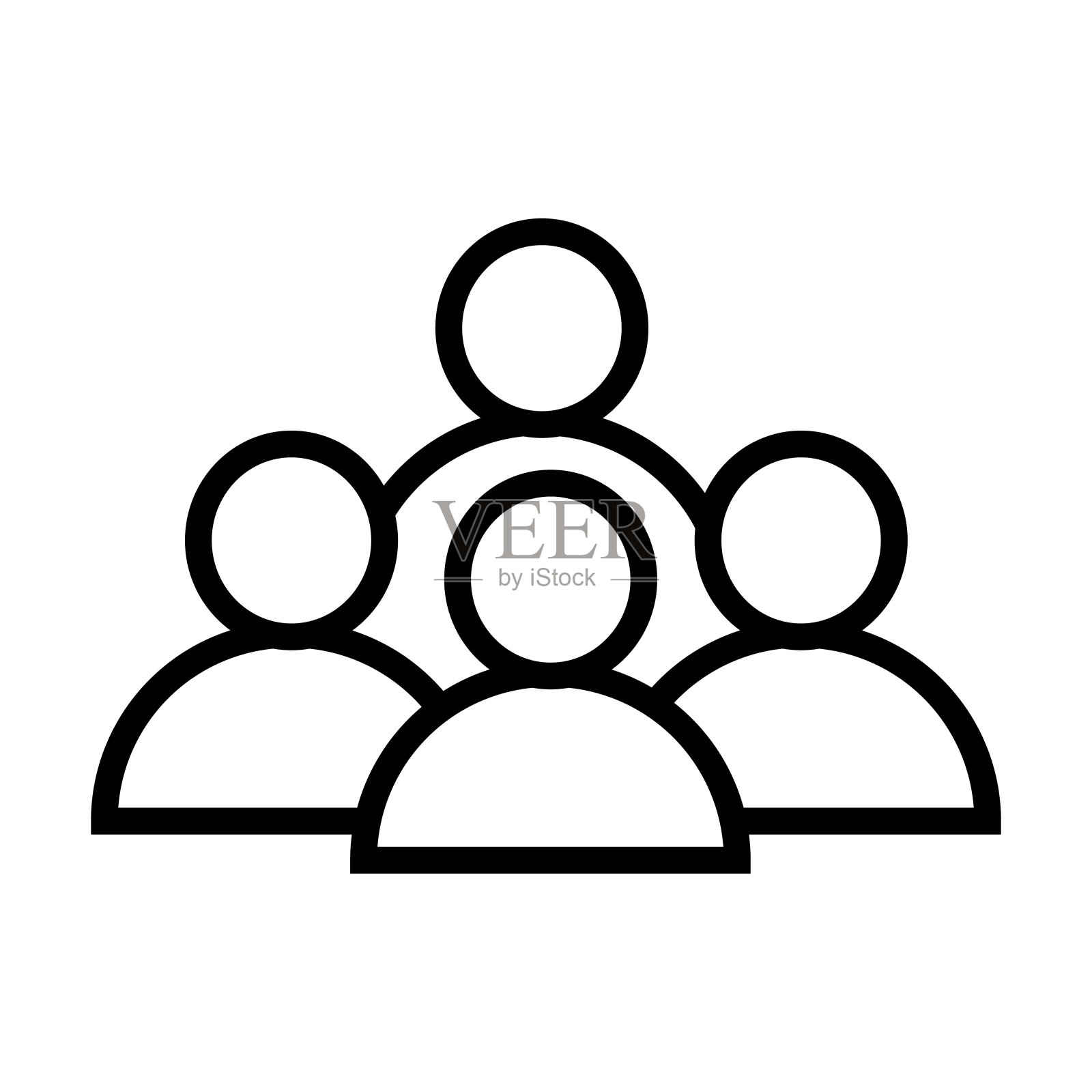 人口图标从数字经济收集。细线性人口，群体，人轮廓图标孤立在白色背景上。线向量人口符号，网络和移动符号。图标素材