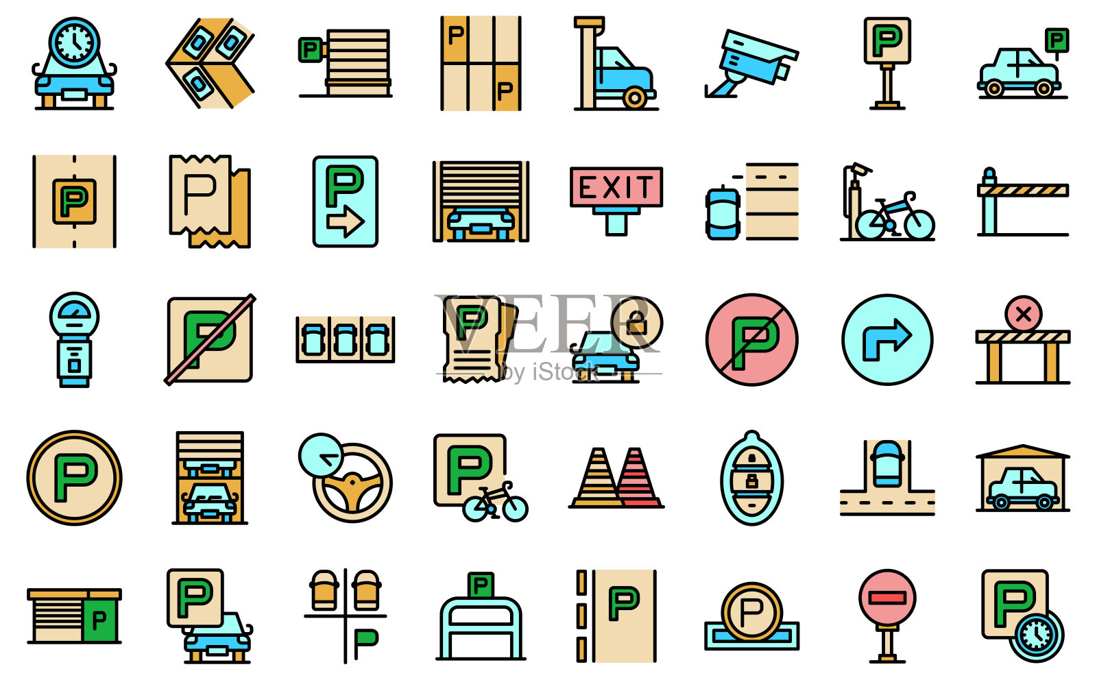 停车地点图标设置矢量平图标素材