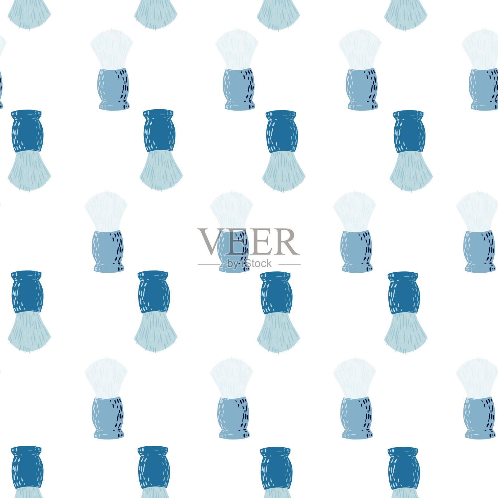 剃须刷无缝模式。涂鸦风格的理发店。插画图片素材