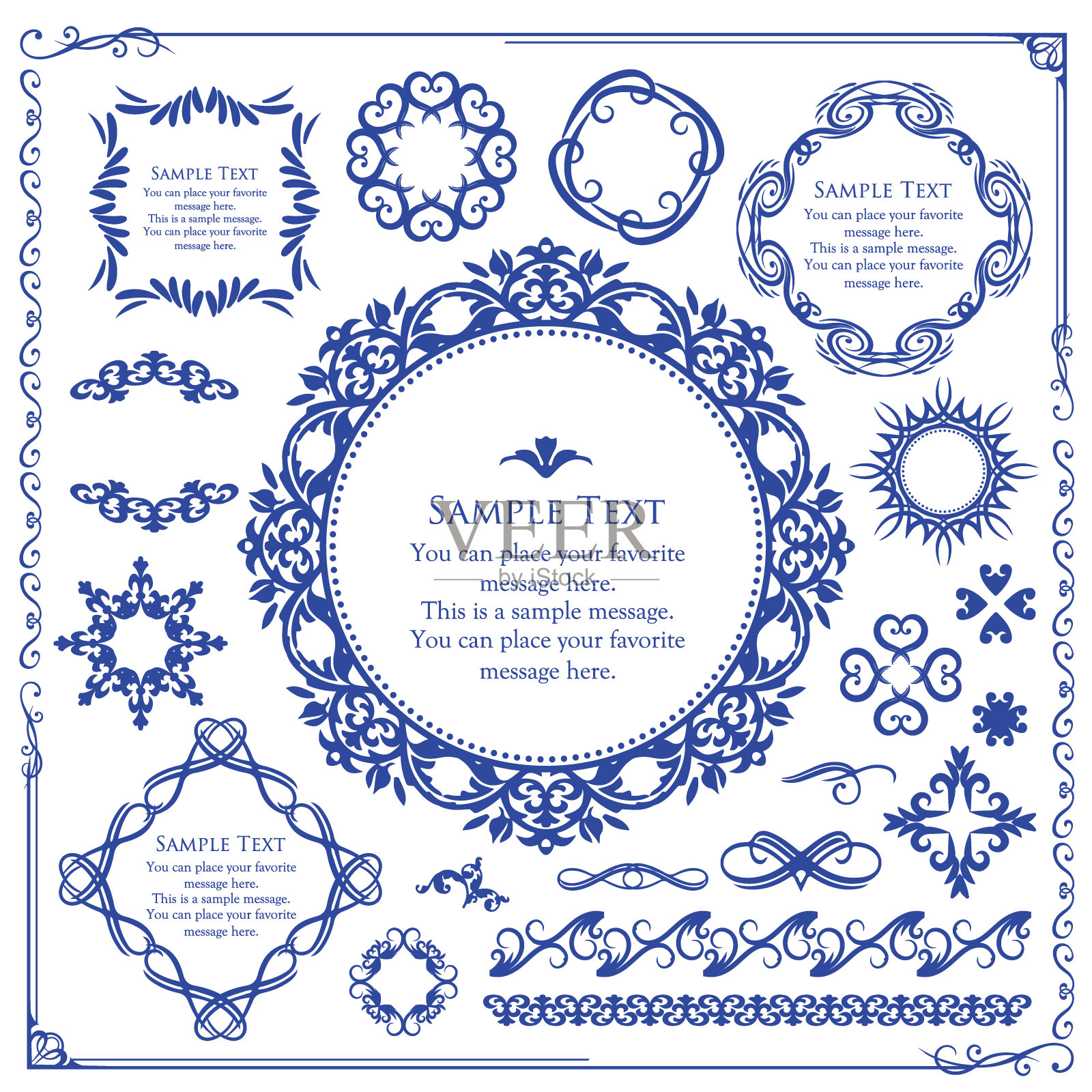 春季植物motif框架。复古的花。装饰设计。时髦的治疗插画图片素材