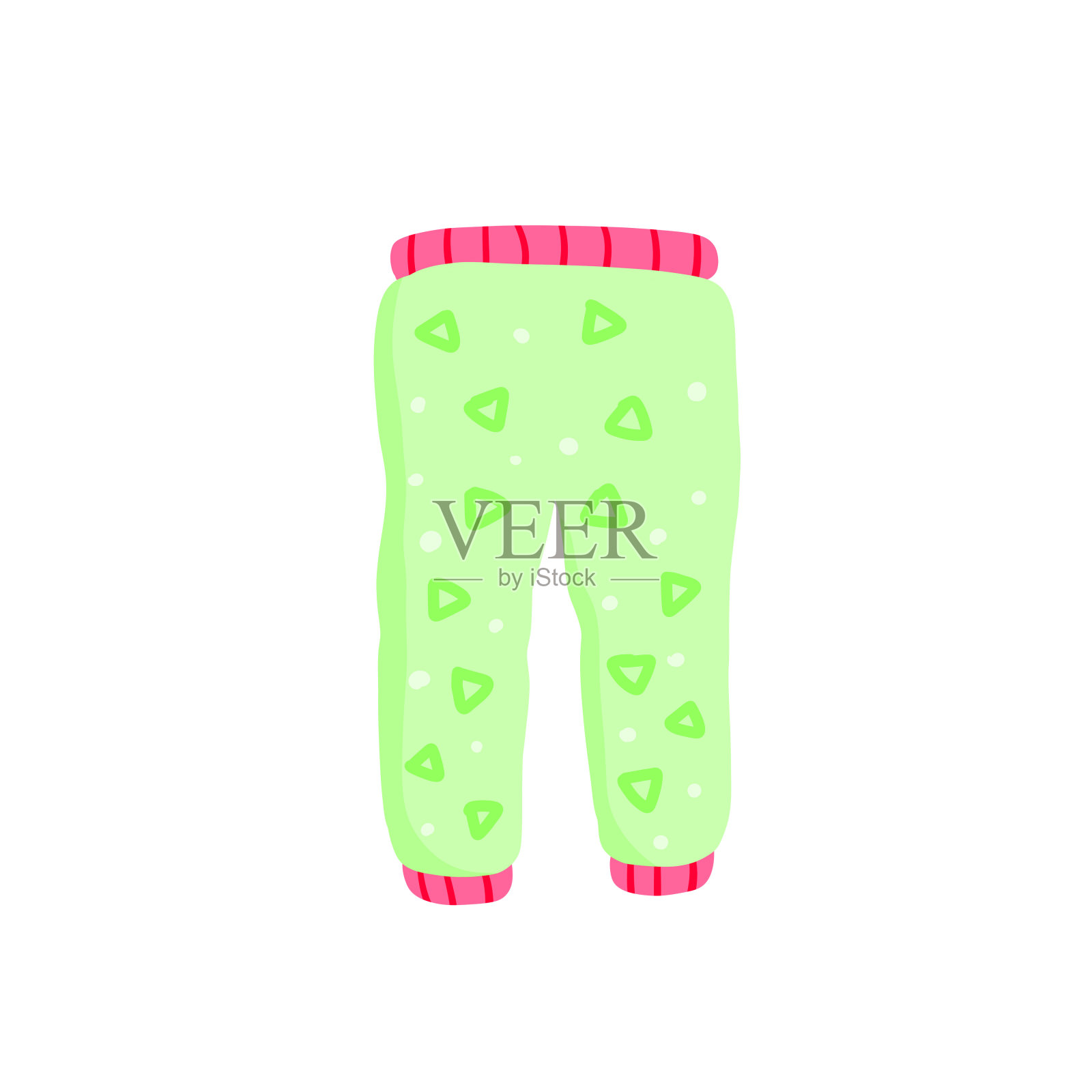 婴儿的裤子。有图案的婴儿衣服和睡衣。卡通插图插画图片素材