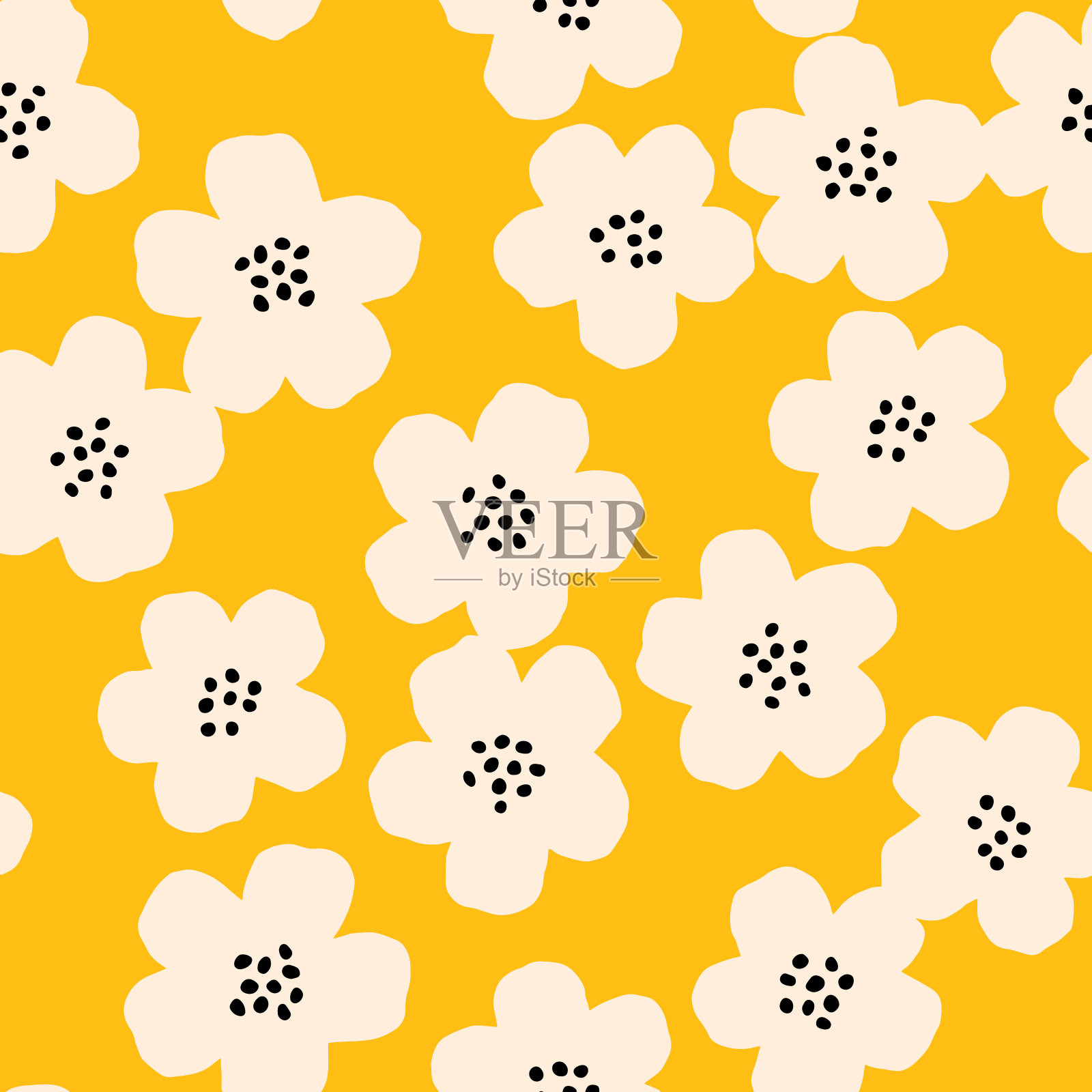 花黄色。向量无缝模式插画图片素材