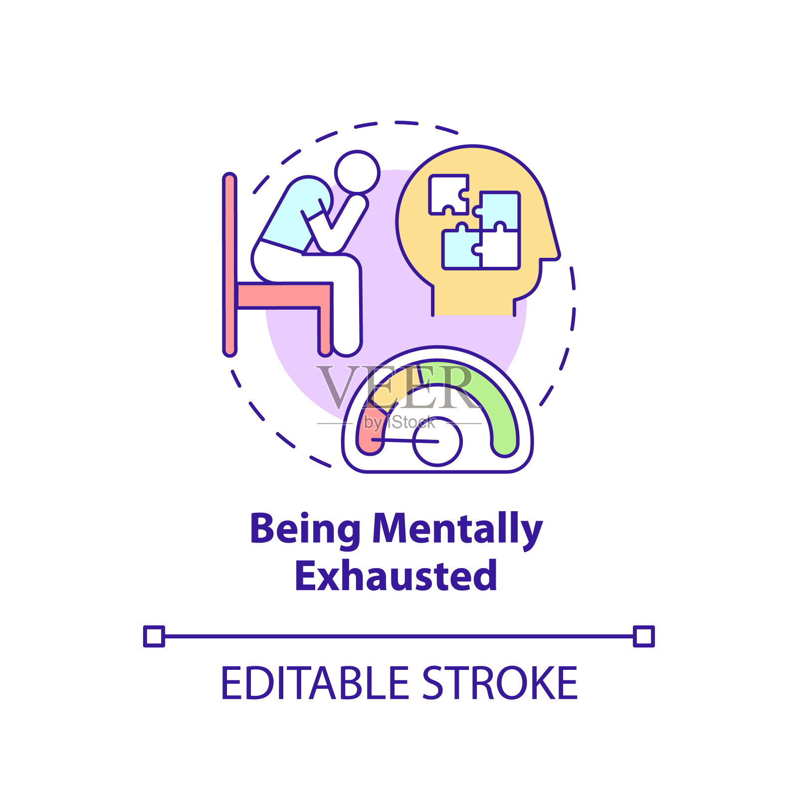 精神枯竭的概念图标插画图片素材