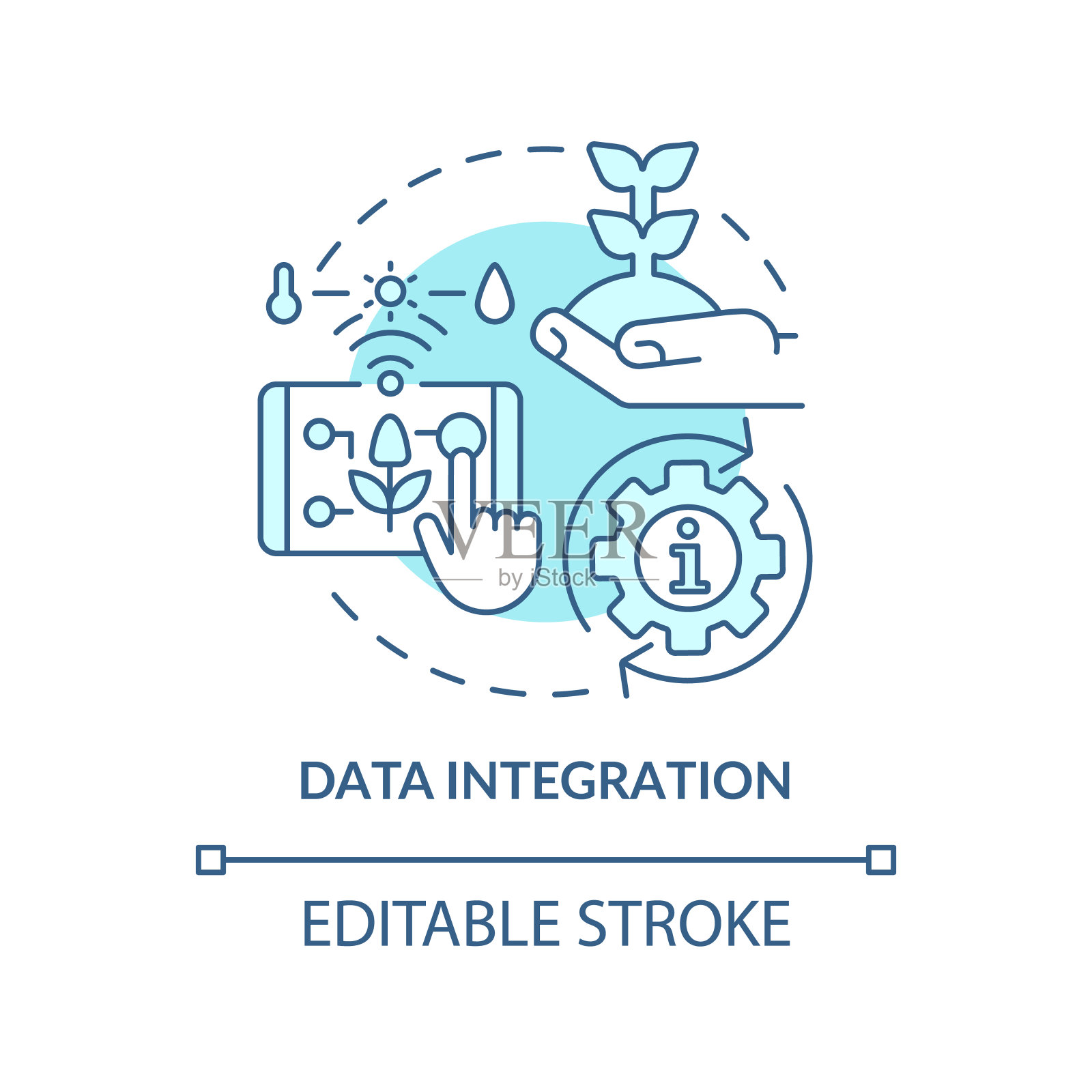 数据集成绿松石概念图标插画图片素材