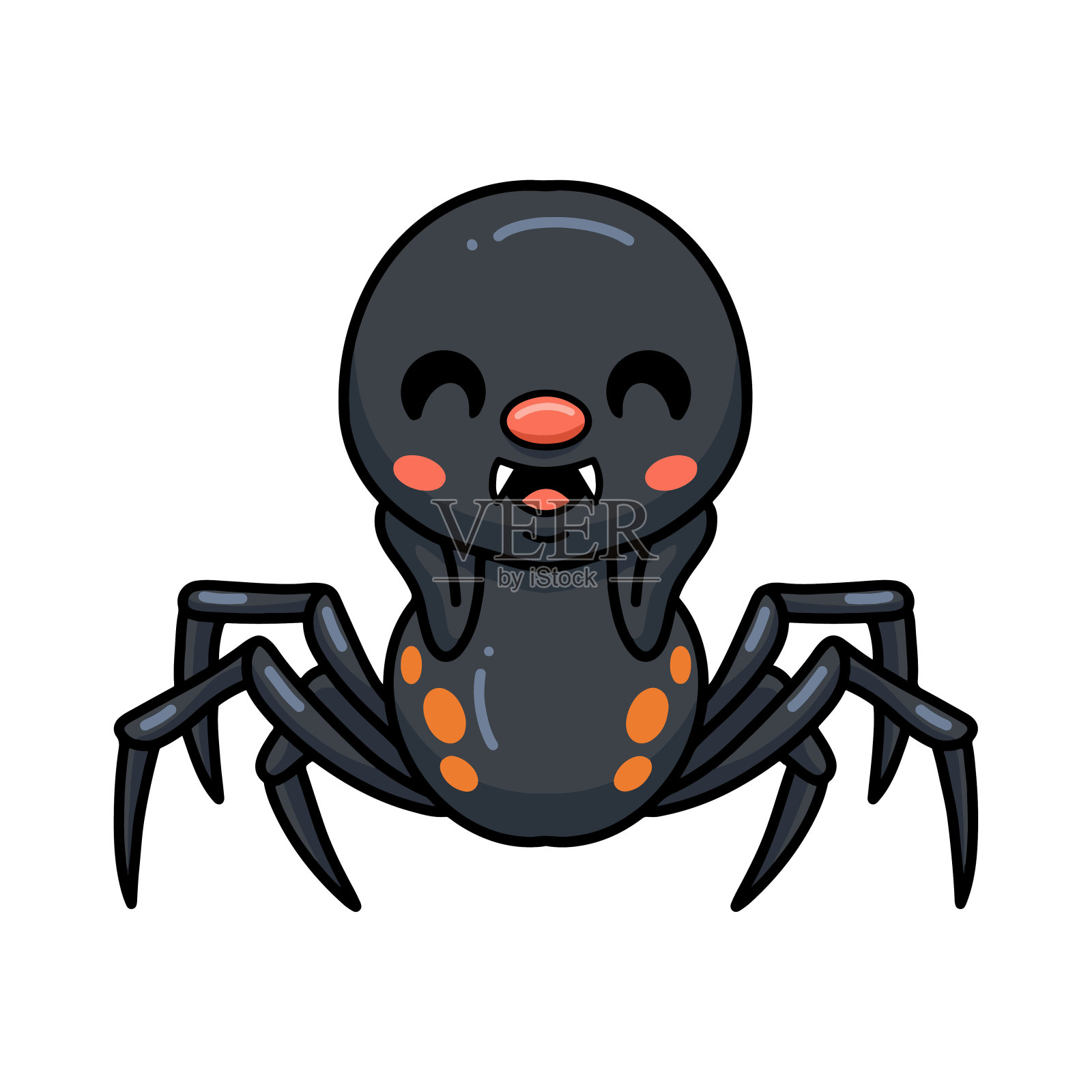 可爱的小黑蜘蛛卡通插画图片素材