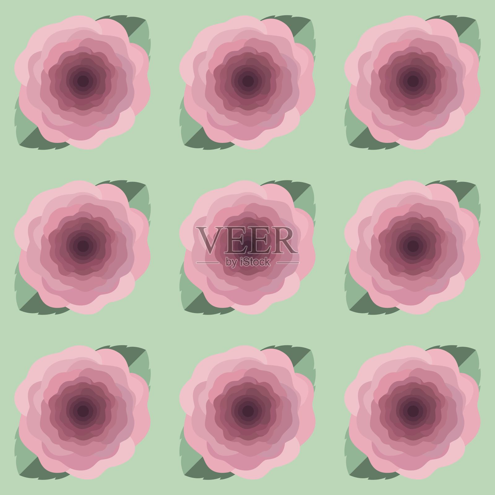 无缝图案抽象玫瑰花插画图片素材