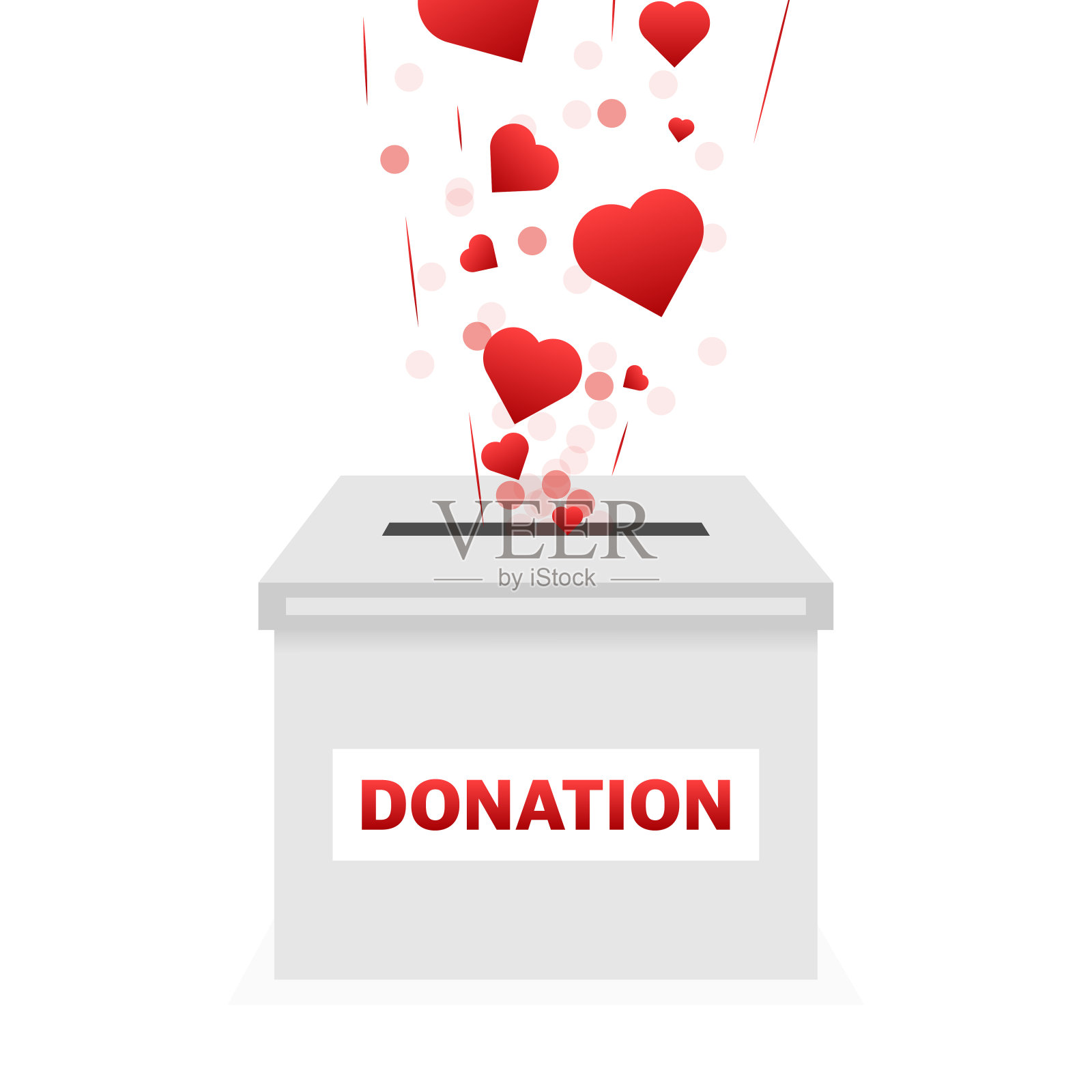 捐赠的心脏，任何目的的伟大设计。为概念设计捐款的涂鸦收藏。平面矢量卡通钱插图插画图片素材