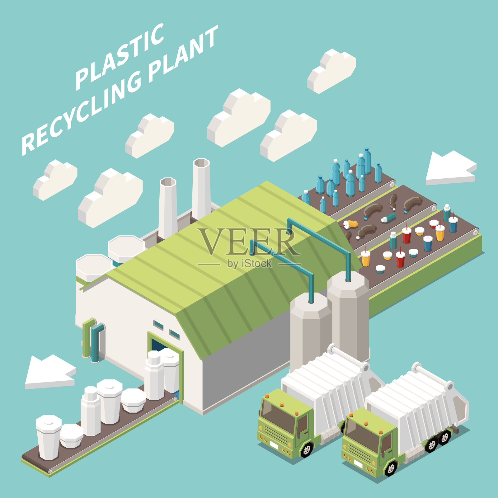 回收工厂组成插画图片素材