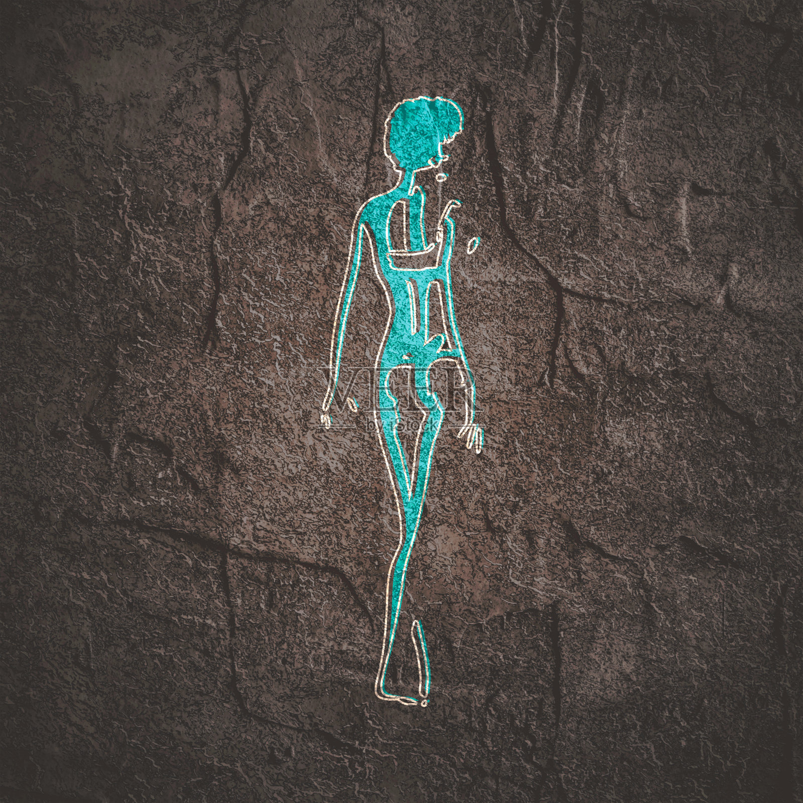 前视图人体剪影的成年女性穿着内衣插画图片素材