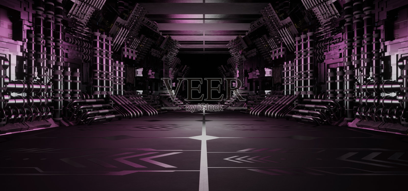 可怕的地下停车场。隧道夜间3D插图照片摄影图片