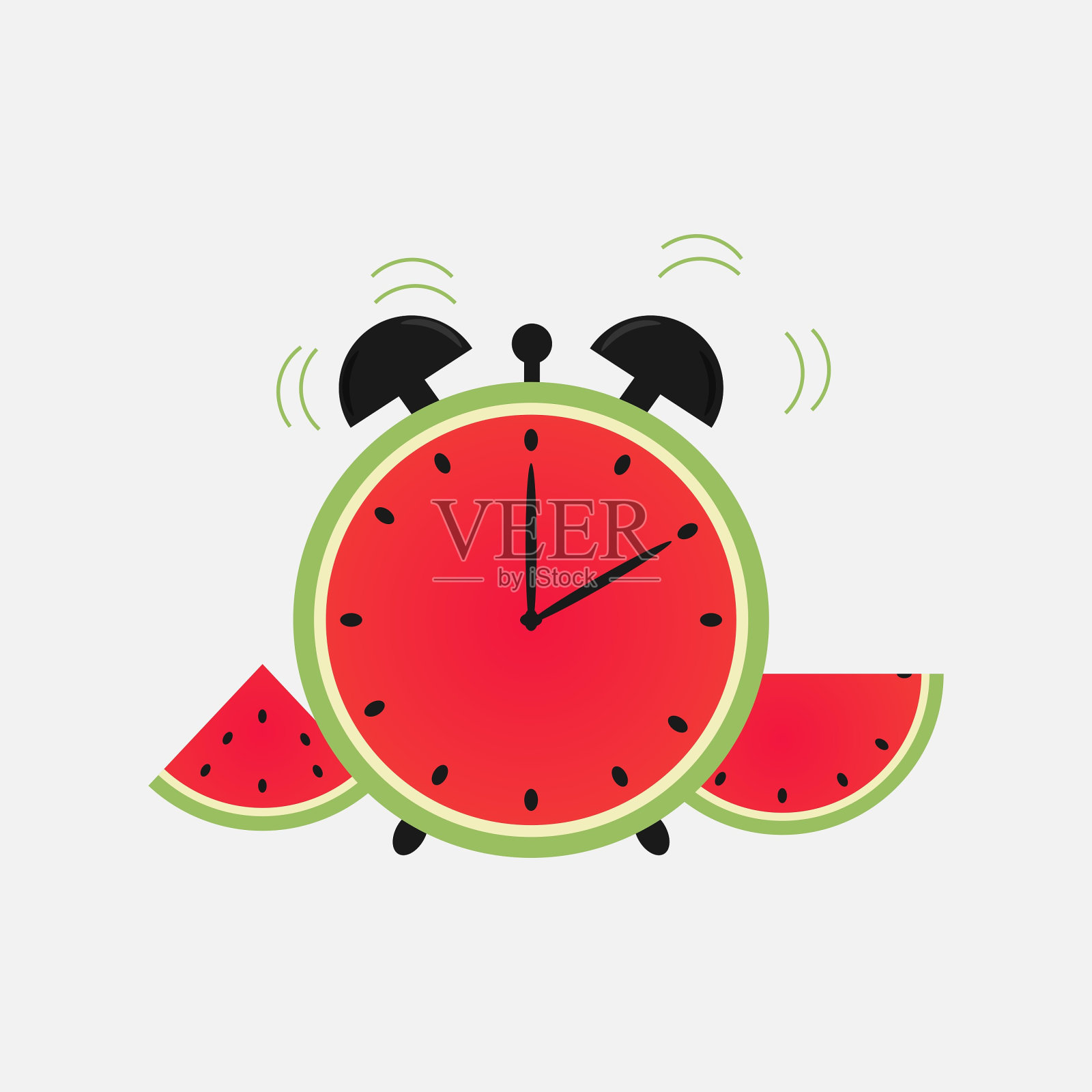 watermelon-themed报警说明。平的插图设计模板素材