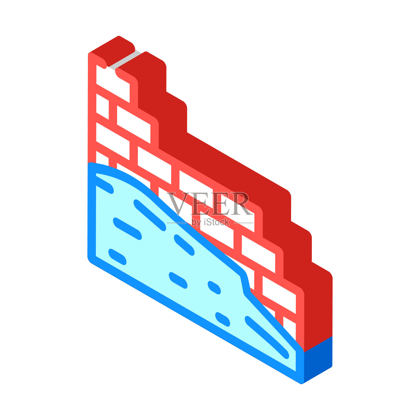 砖石建筑等距图标矢量插图插画图片素材