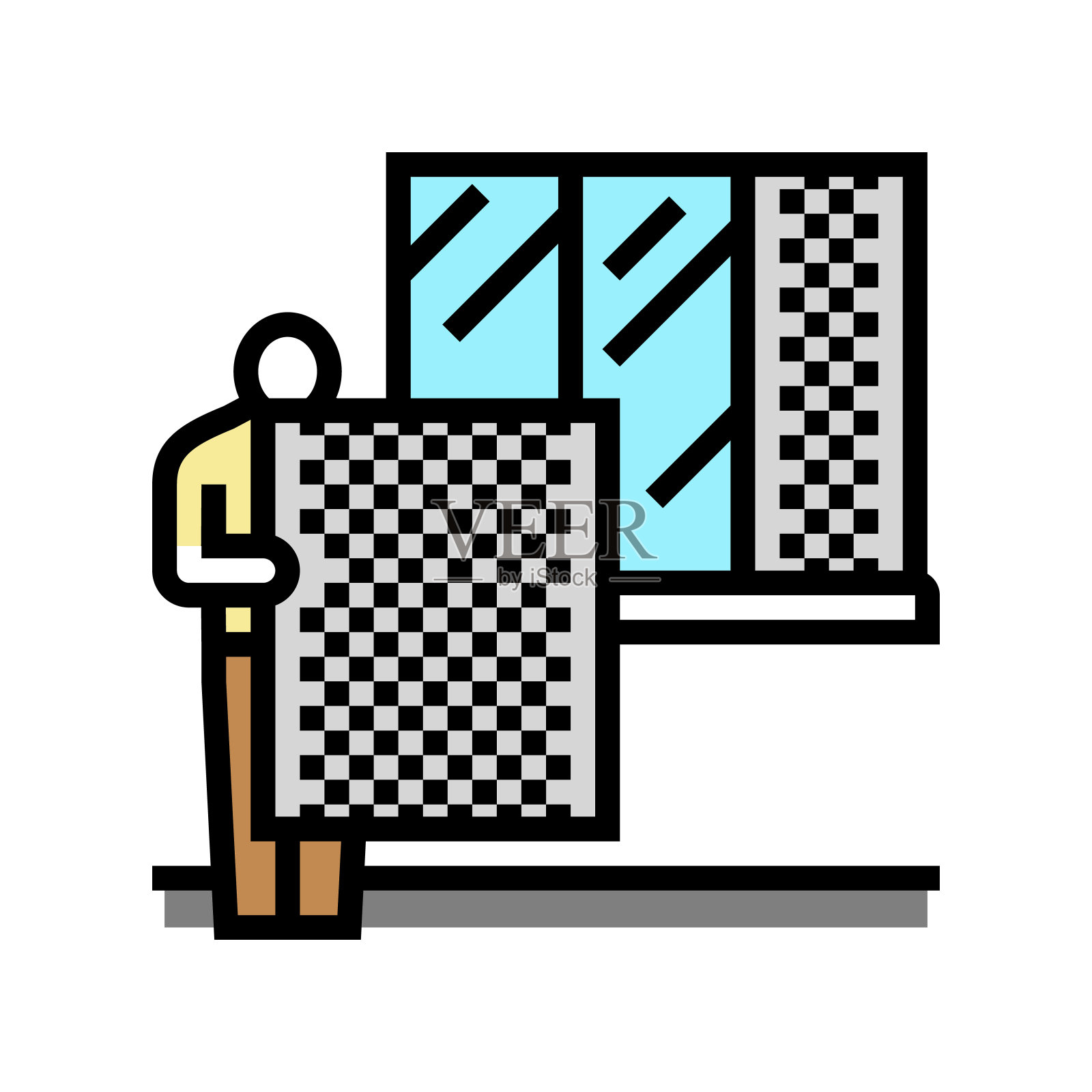 挡风玻璃修理和更换颜色图标矢量插图插画图片素材