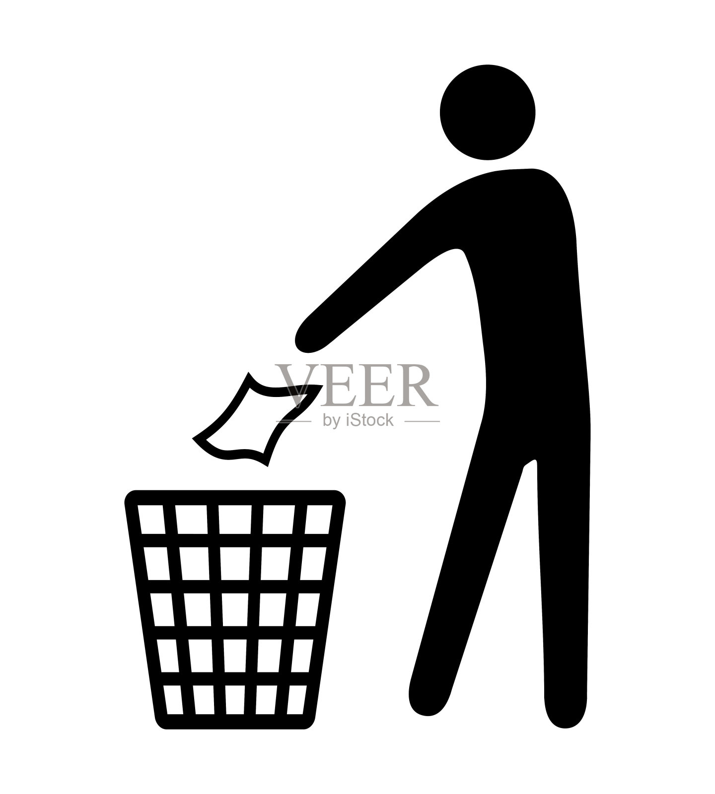 一个男人把垃圾扔进垃圾桶的剪影设计元素图片