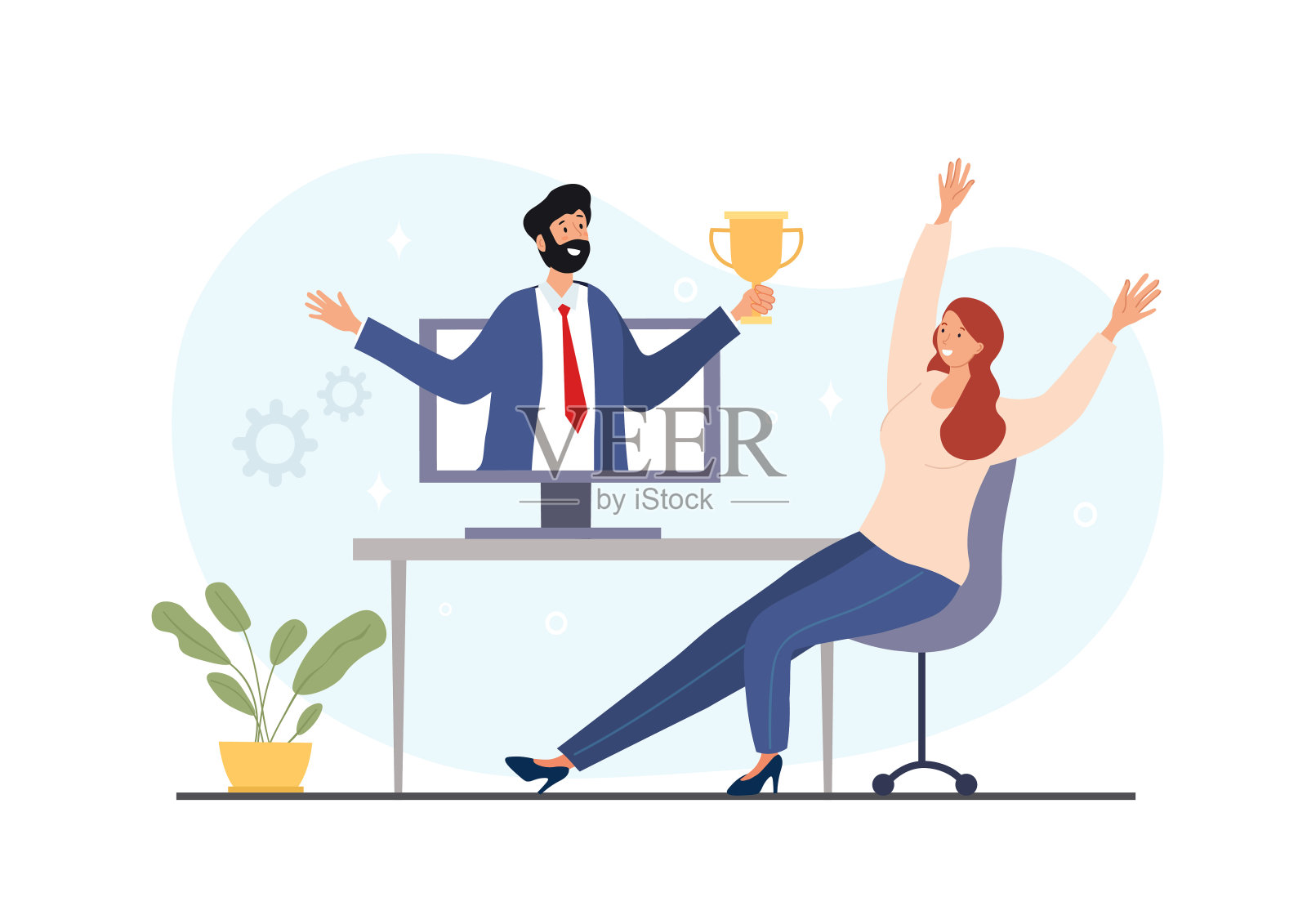 工作上的快乐女人插画图片素材