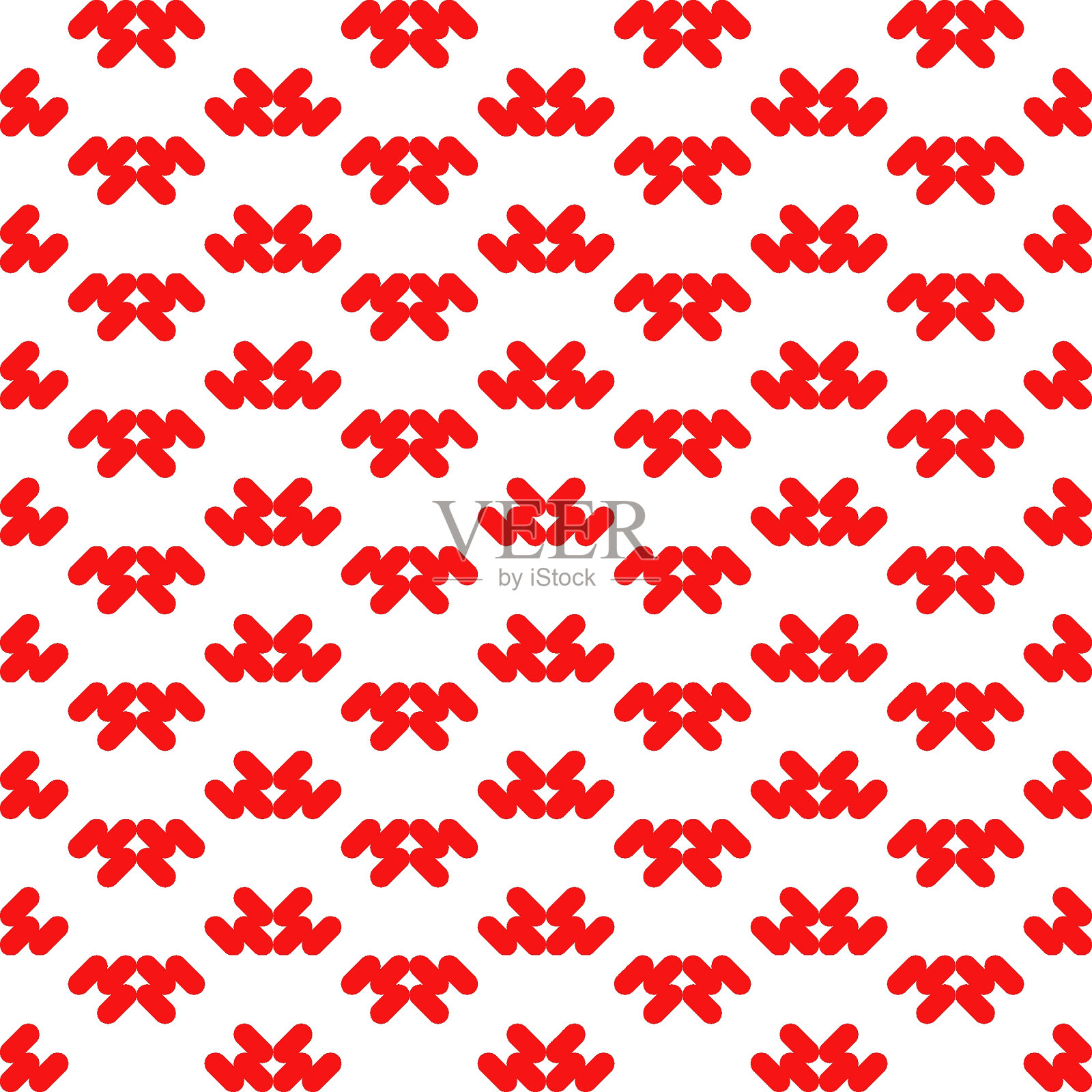 微妙的矢量几何纹理与小几何圆角矩形形状。抽象极简现代无缝图案。简单的最小背景在红色和白色。精致的重复设计插画图片素材