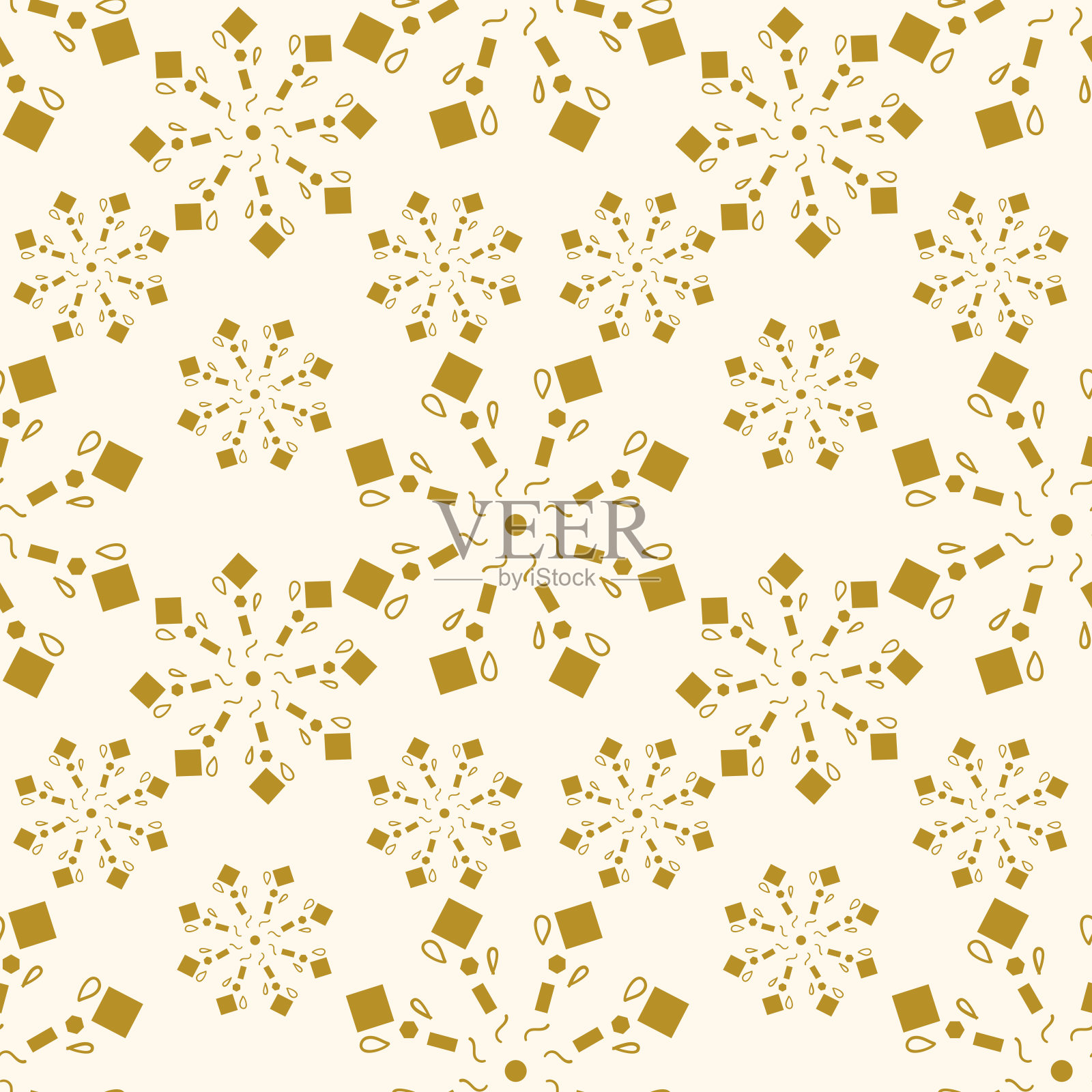 无缝的图案与金色几何装饰在柔和的灯光背景。插画图片素材