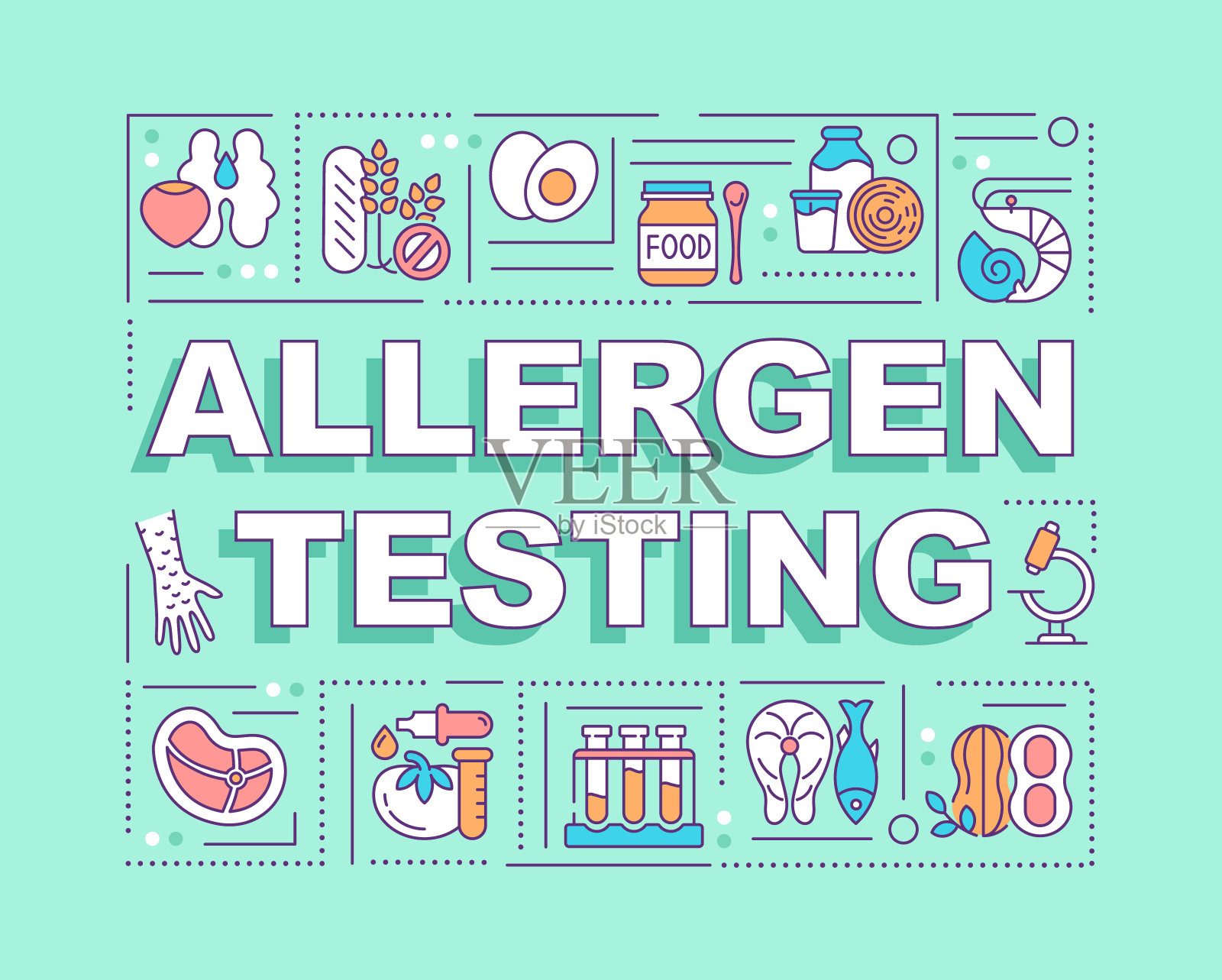 过敏原测试词概念绿色横幅插画图片素材