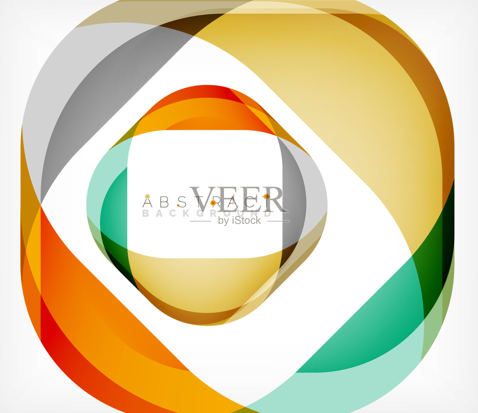 抽象的正方形形状与重叠的波浪插画图片素材