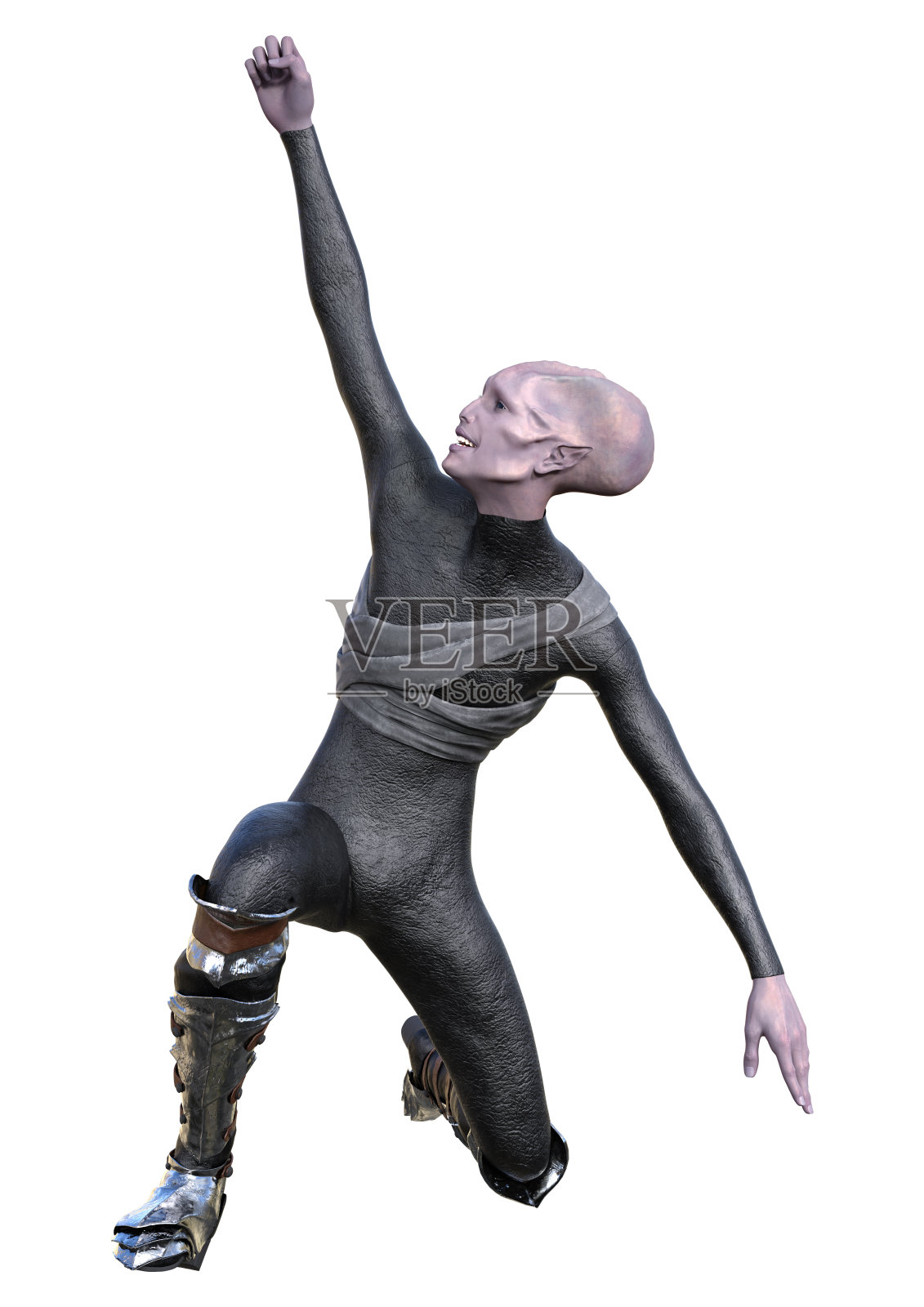 3D渲染幻想外星人在白色照片摄影图片