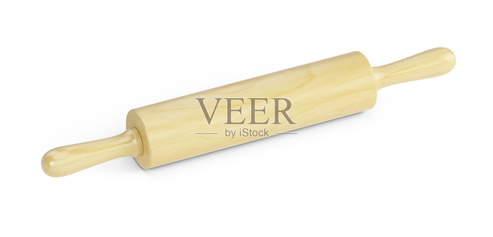 木制擀面杖，孤立在白色背景上。三维渲染照片摄影图片