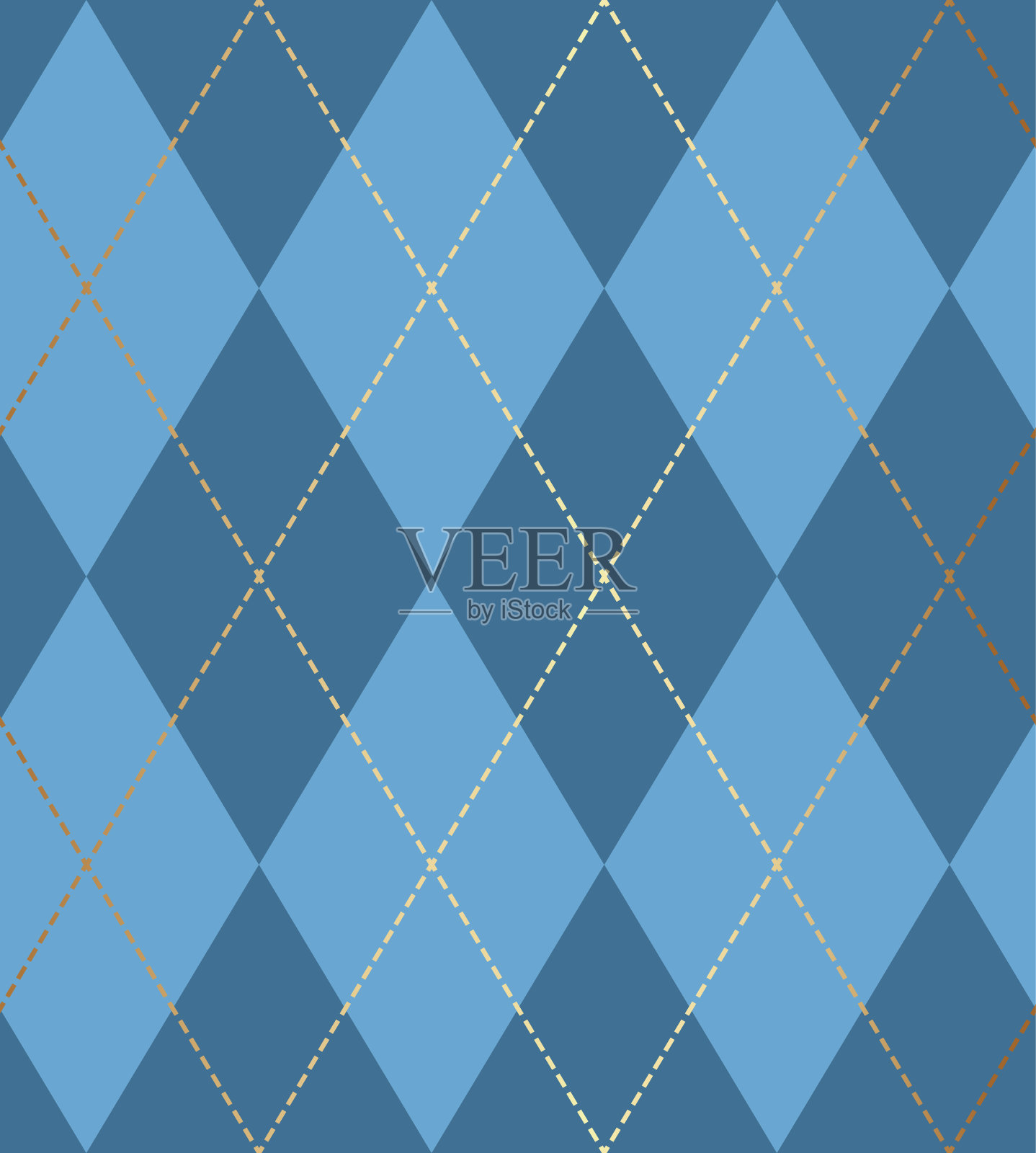 传统的蓝菱形无缝图案设计插画图片素材