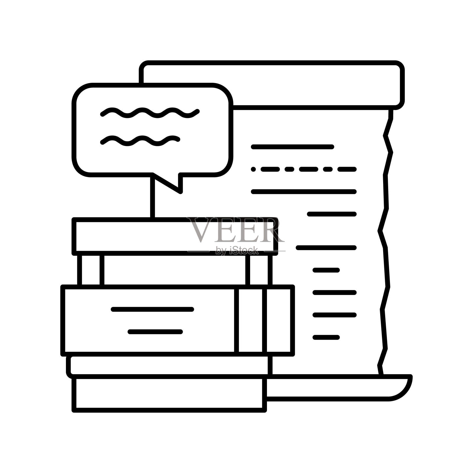 文学学校课程线图标矢量插图插画图片素材