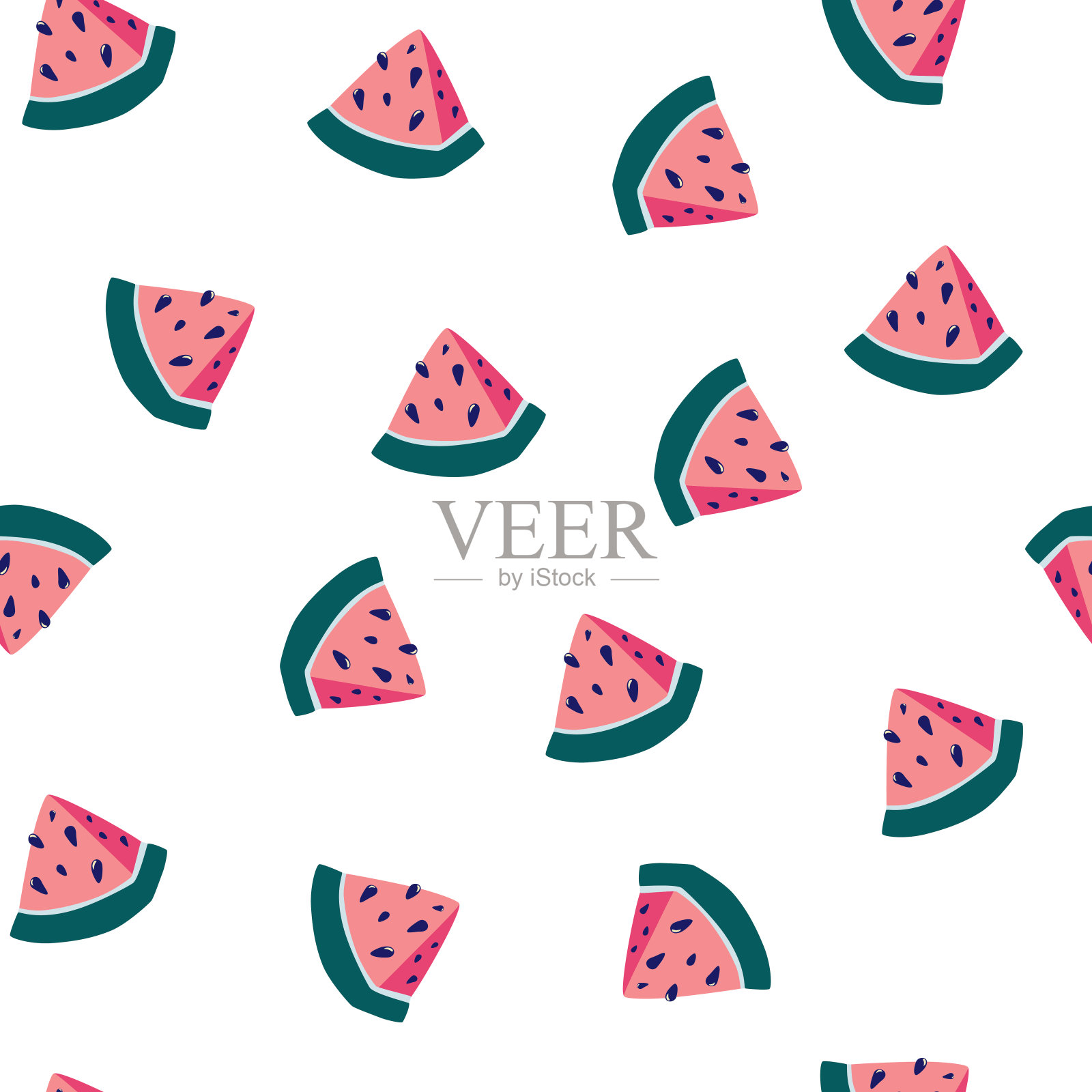 西瓜无缝模式。甜美的夏季水果背景。非常适合纺织，壁纸和剪贴簿。向量的卡通插图插画图片素材