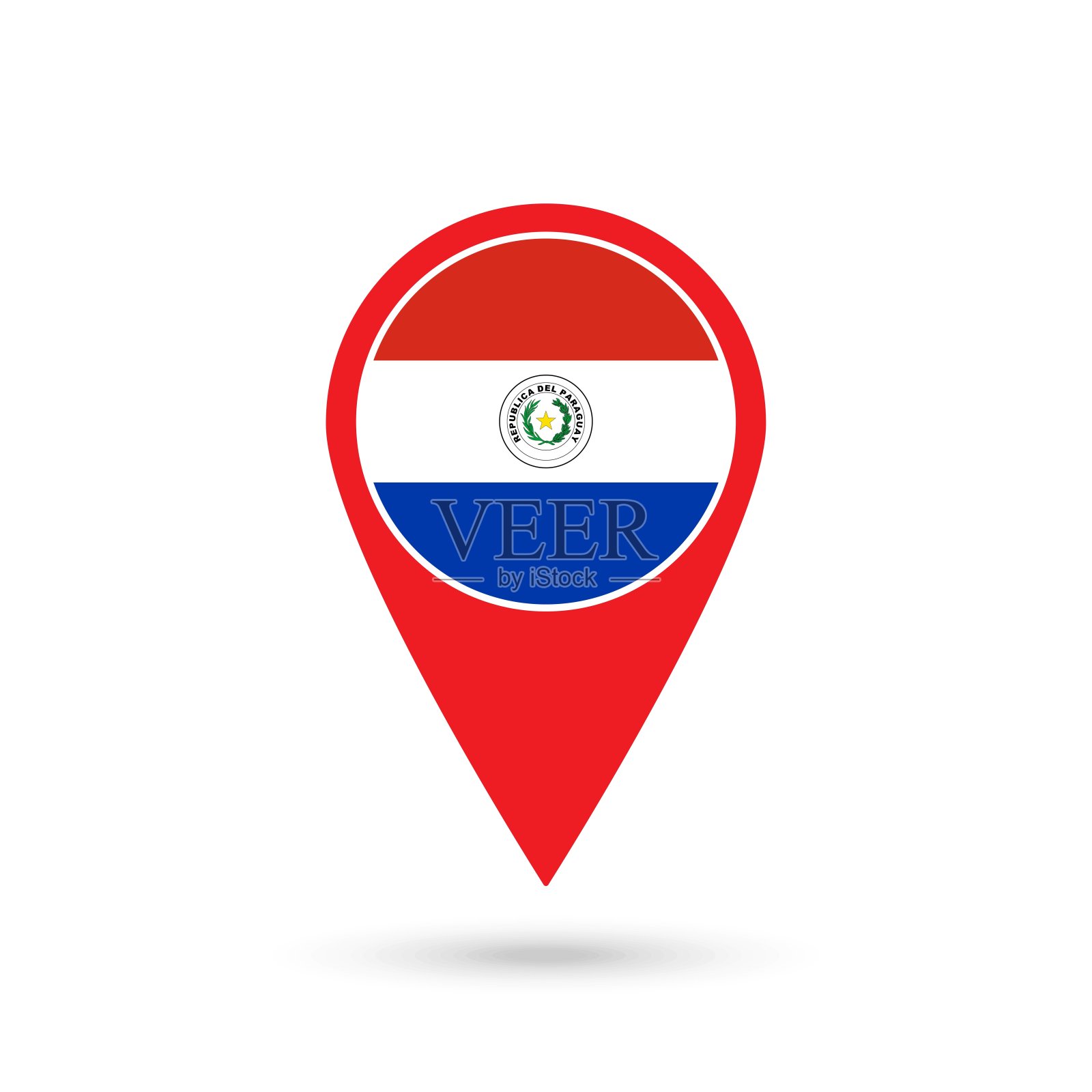 巴拉圭的地图指针。巴拉圭国旗。矢量插图。插画图片素材
