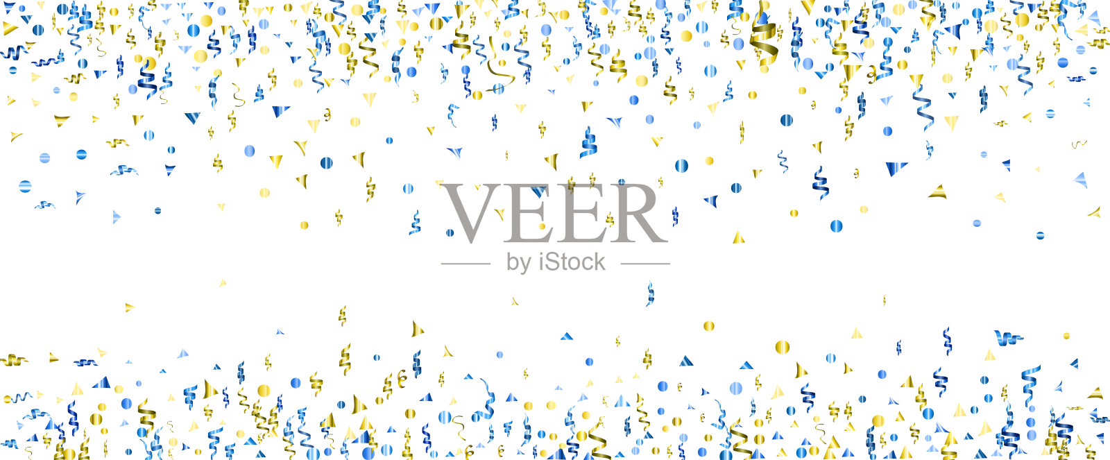 抽象的五彩纸花旗帜背景蓝色和黄色的乌克兰国家颜色。孤立在白色上。插画图片素材