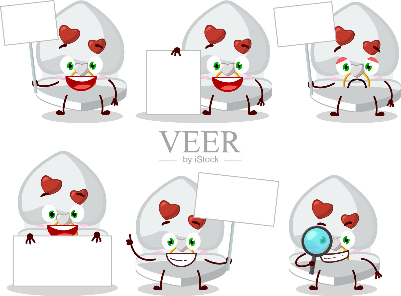 白色爱情戒指盒卡通人物带来插画图片素材