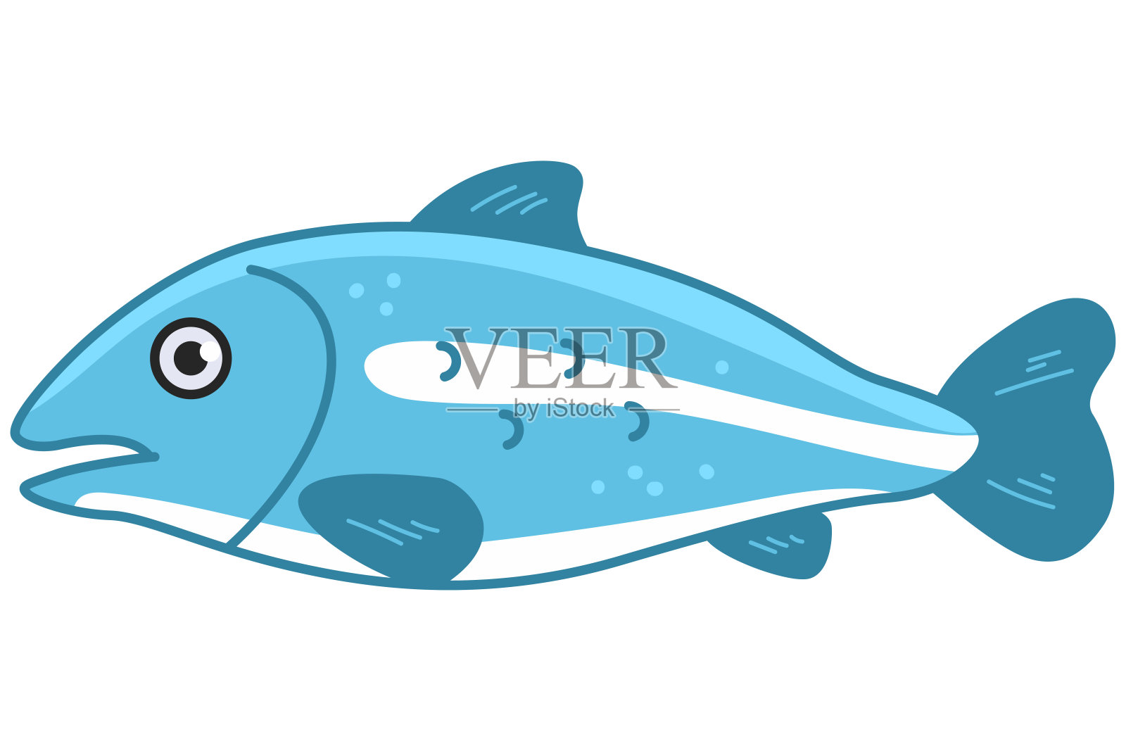 鲑鱼矢量卡通插图孤立在一个白色的背景。插画图片素材