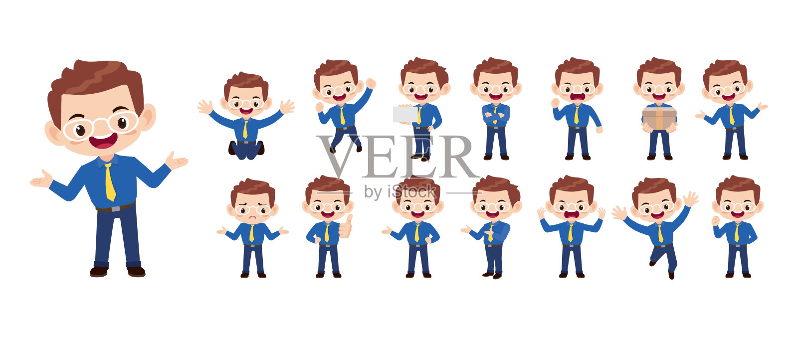 一组摆着不同姿势的人插画图片素材