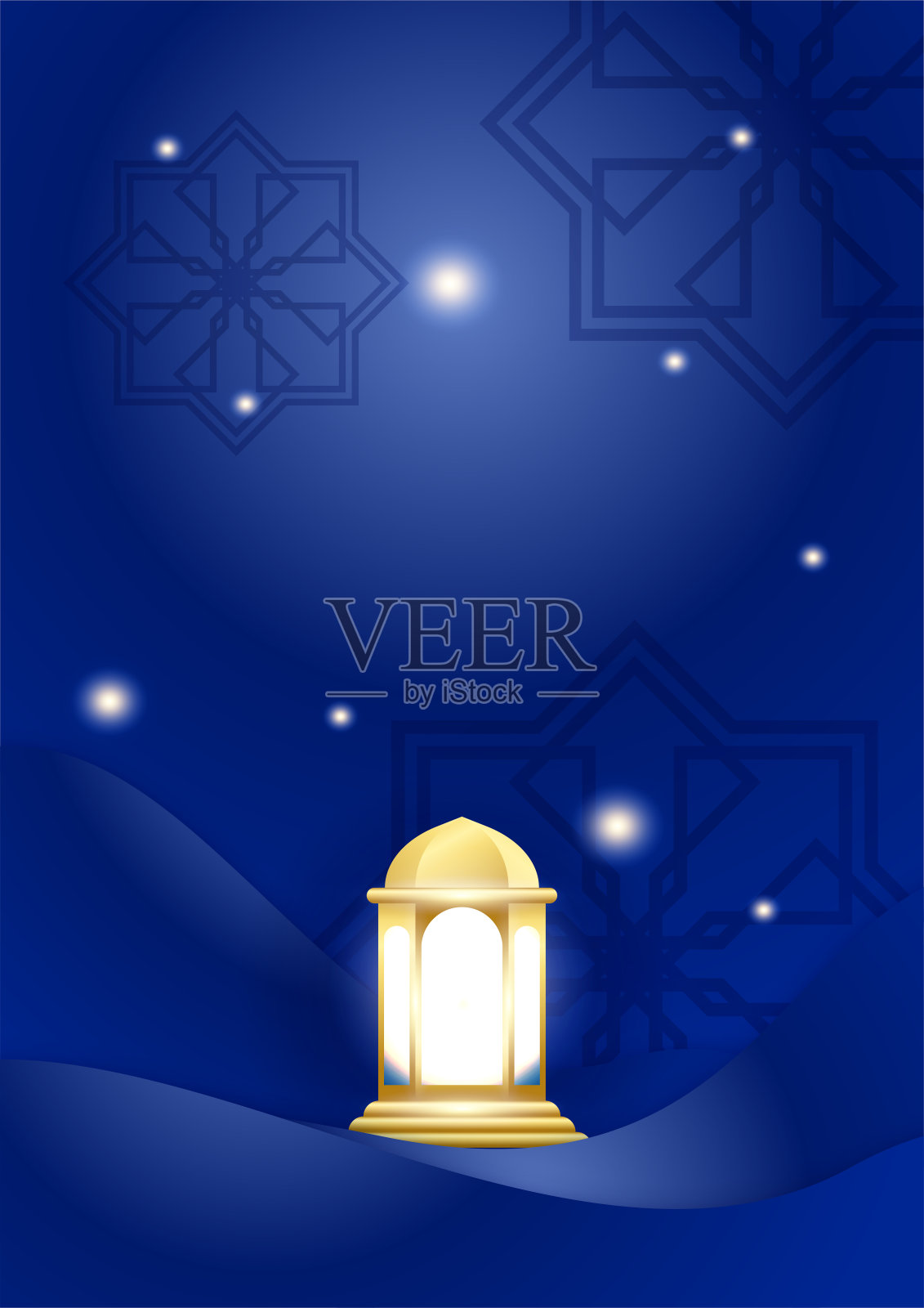 时髦的伊斯兰海报背景清真寺，阿拉伯图案，灯笼，月亮，新月。可用于贺卡，海报，横幅，邀请，小册子，斋月，开斋节，古尔邦，开斋的邀请。插画图片素材