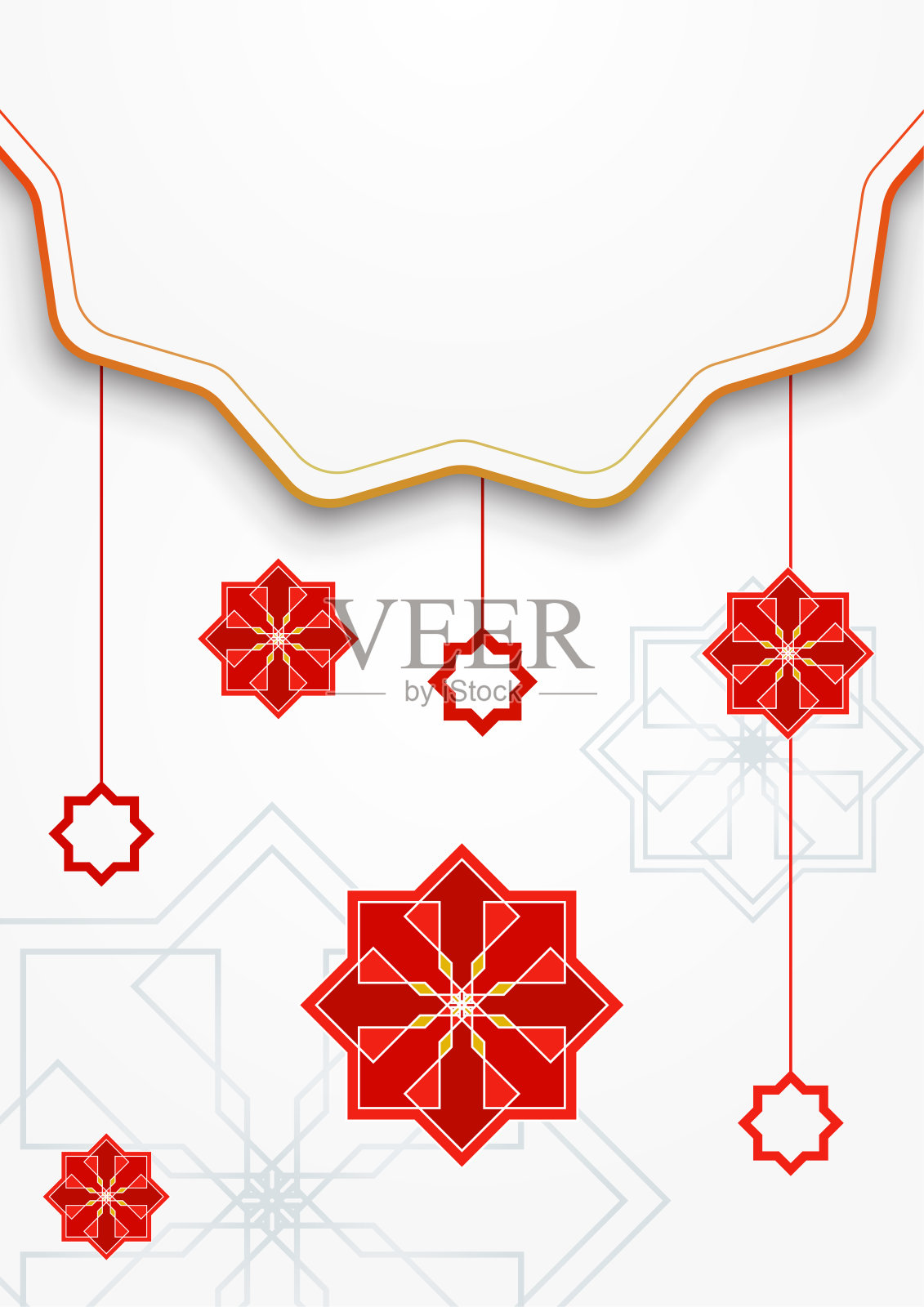 时髦的伊斯兰海报背景清真寺，阿拉伯图案，灯笼，月亮，新月。可用于贺卡，海报，横幅，邀请，小册子，斋月，开斋节，古尔邦，开斋的邀请。插画图片素材