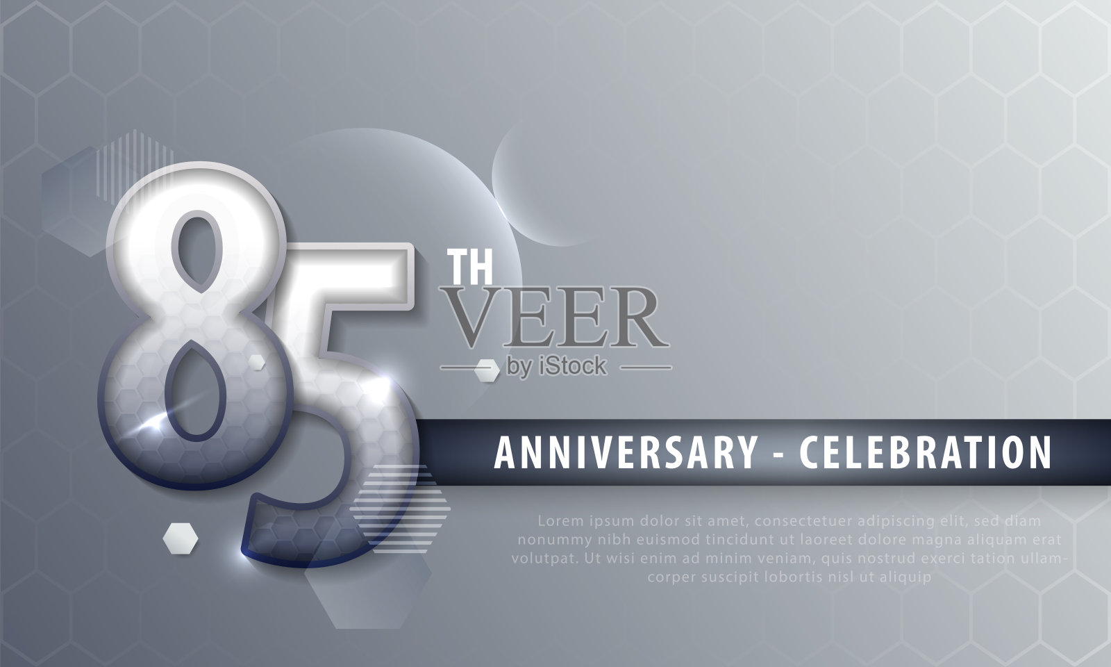 85周年豪华标志模板六角形设计插画图片素材